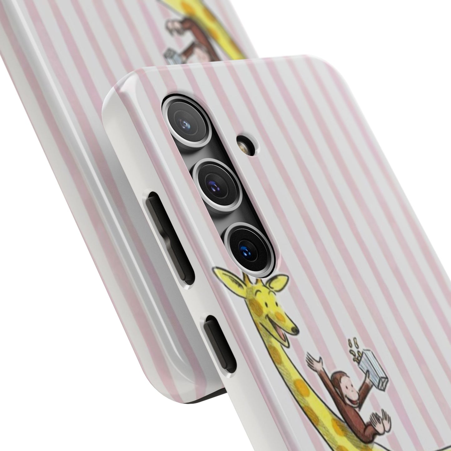 Curious George and Giraffe — Giraffe & Monkey Phone Case Cute Pink Striped Tough Case