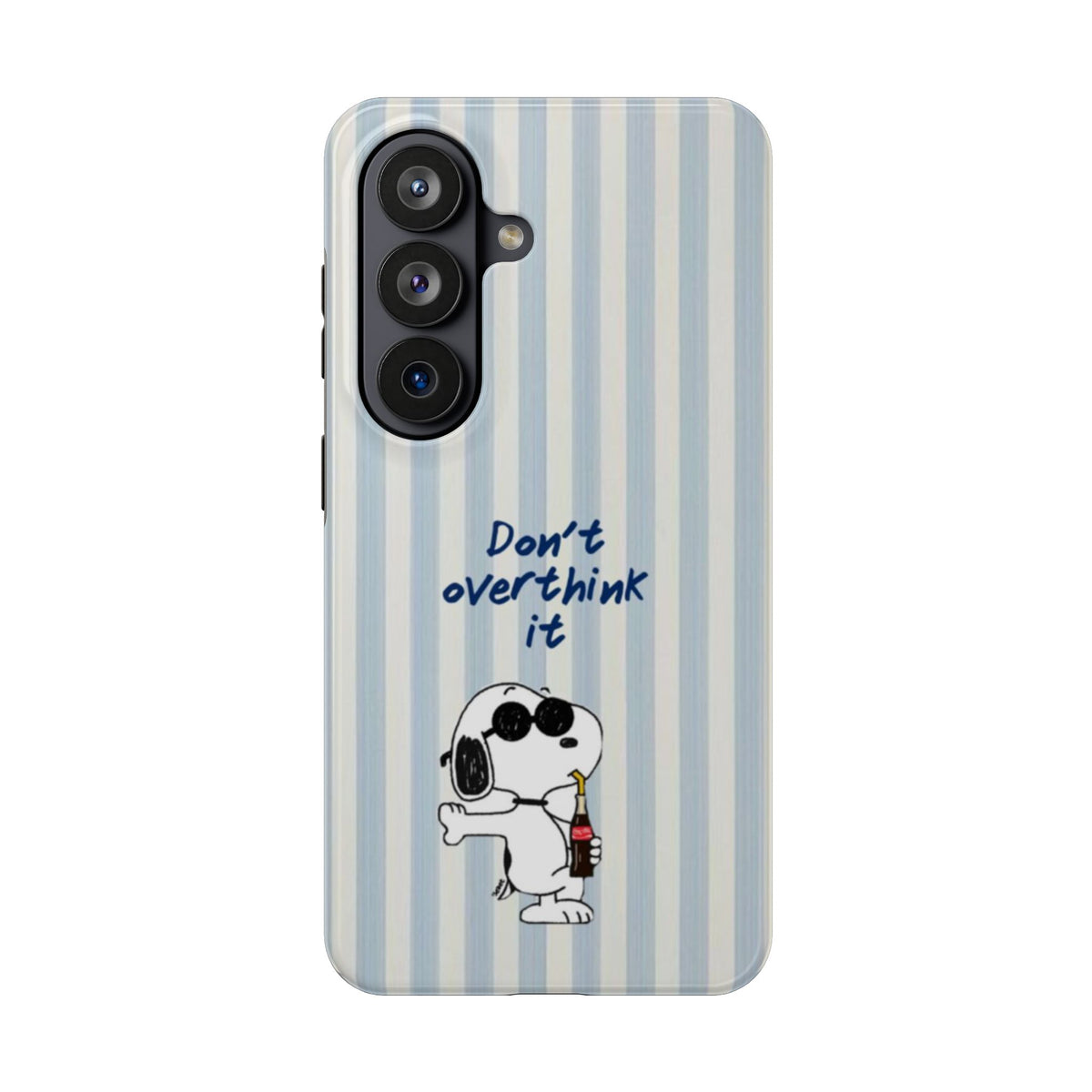 Snoopy "Don't Overthink It" Tough Phone Case — Striped Protective Cover