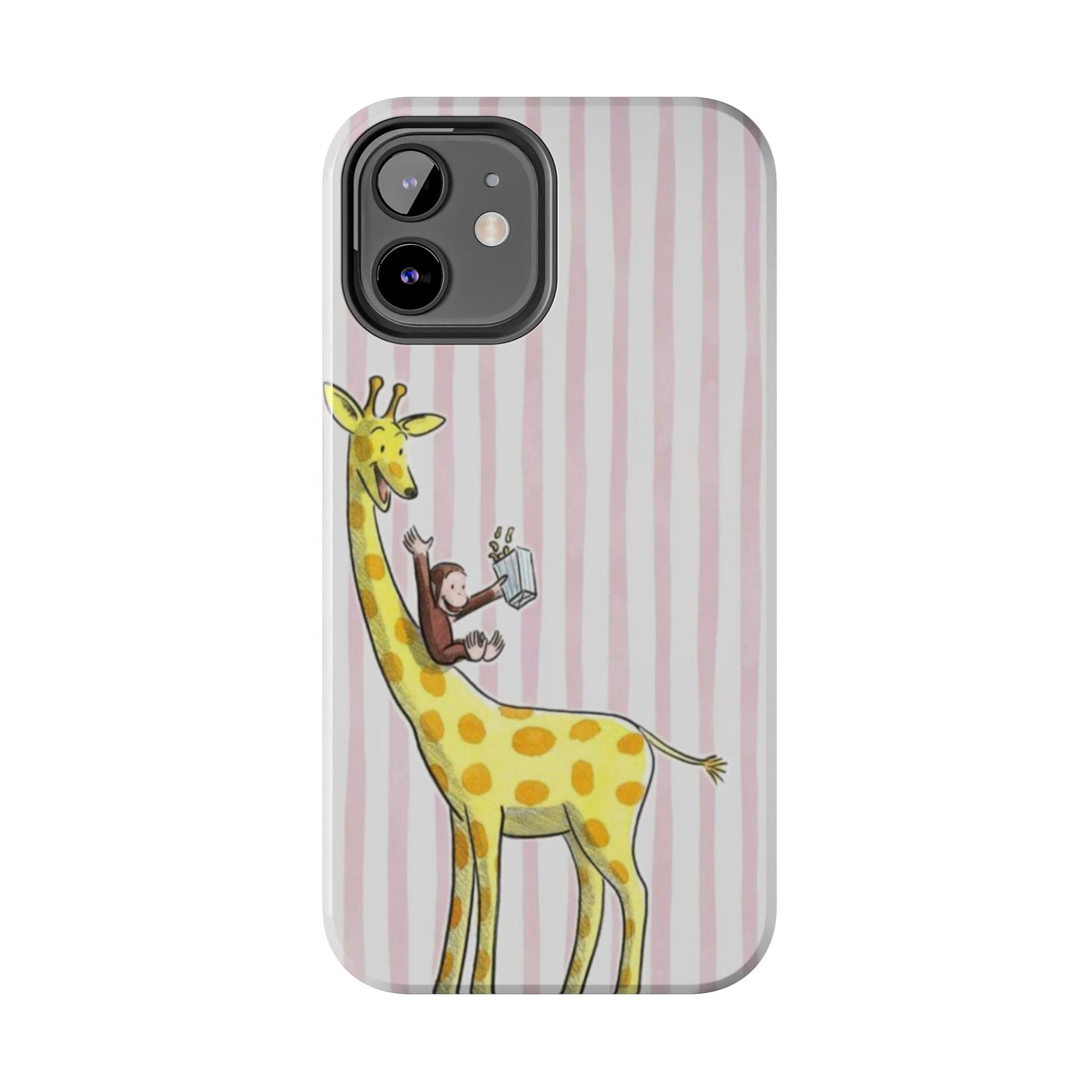 Curious George and Giraffe — Giraffe & Monkey Phone Case Cute Pink Striped Tough Case