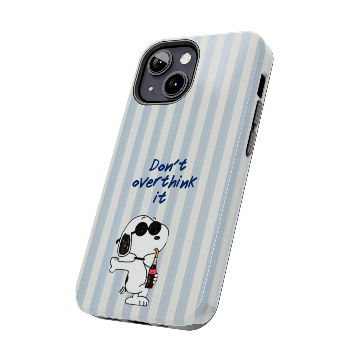Snoopy "Don't Overthink It" Tough Phone Case — Striped Protective Cover