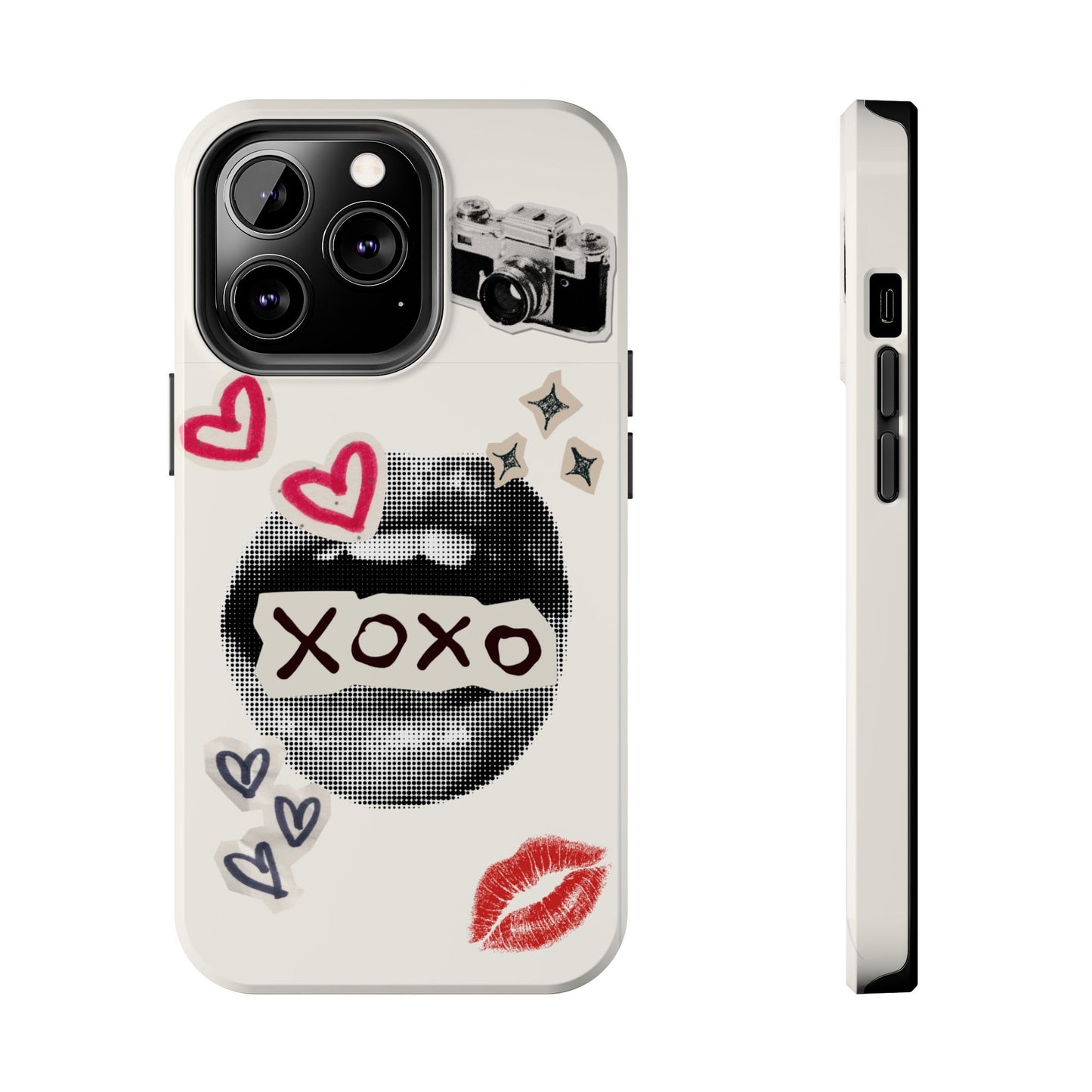 XOXO Lips Phone Case | Retro Pop Art Camera & Hearts