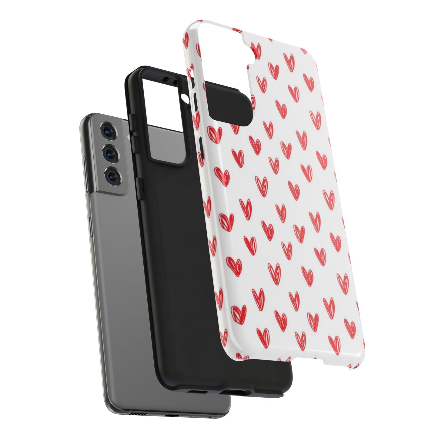 Love Notes | Red Hand-Drawn Hearts Phone Case Tough Phone Case