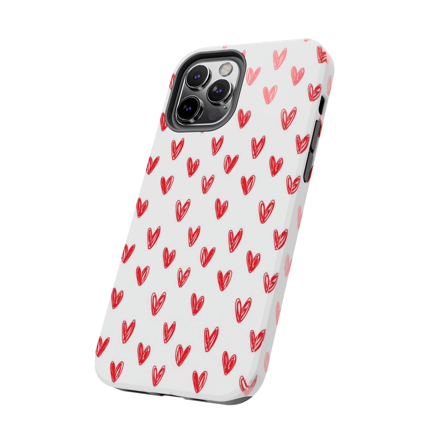Love Notes | Red Hand-Drawn Hearts Phone Case Tough Phone Case