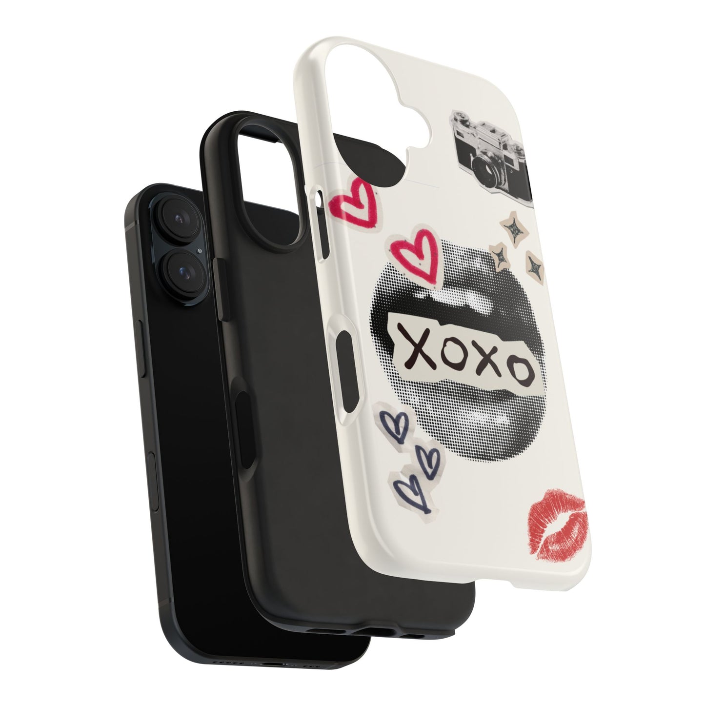 XOXO Lips Phone Case | Retro Pop Art Camera & Hearts