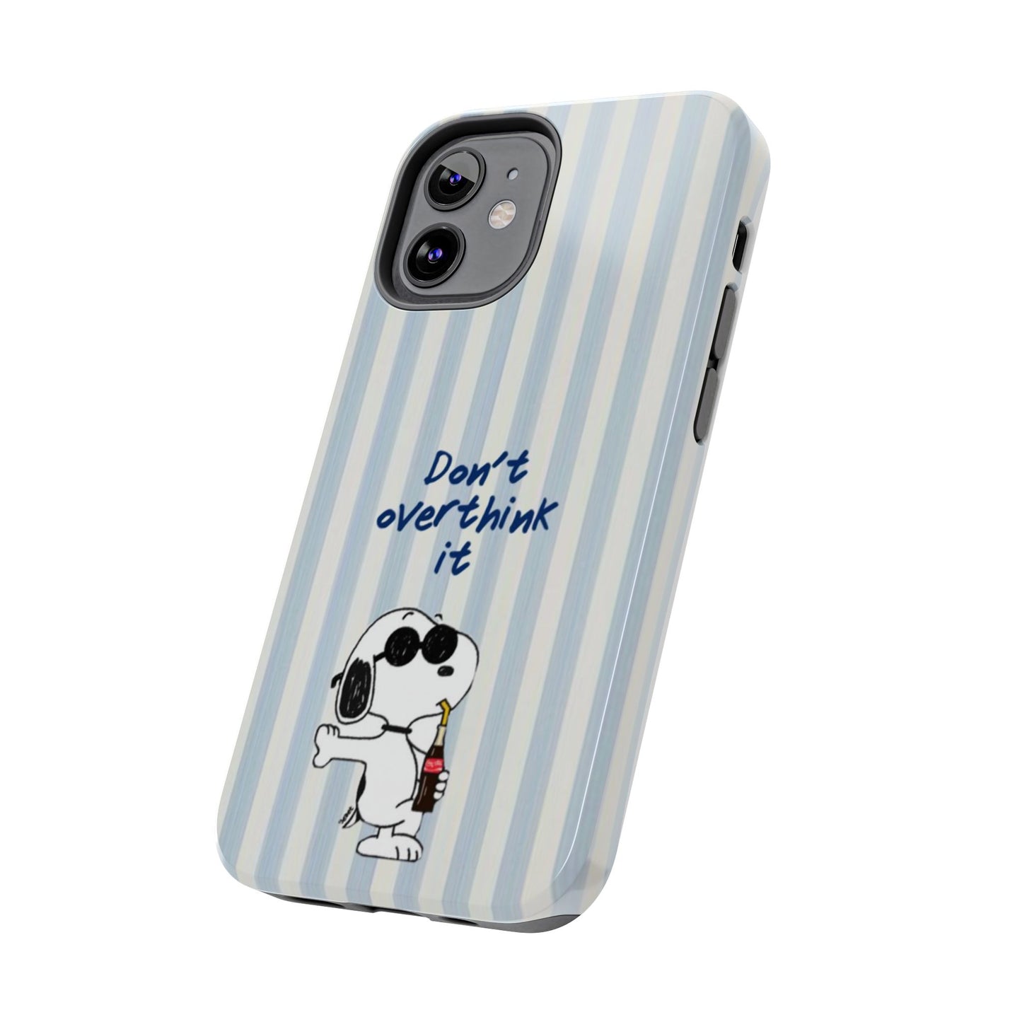 Snoopy "Don't Overthink It" Tough Phone Case — Striped Protective Cover