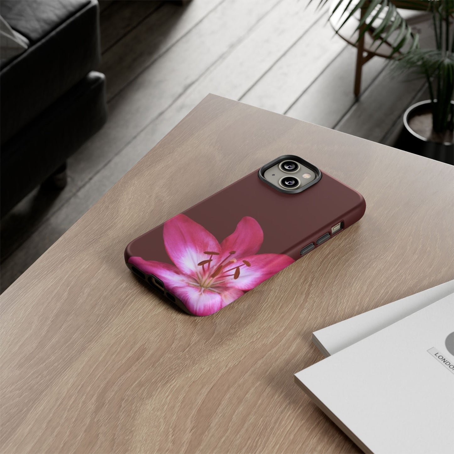 Burgundy Lily Floral – Phone Case Tough Case