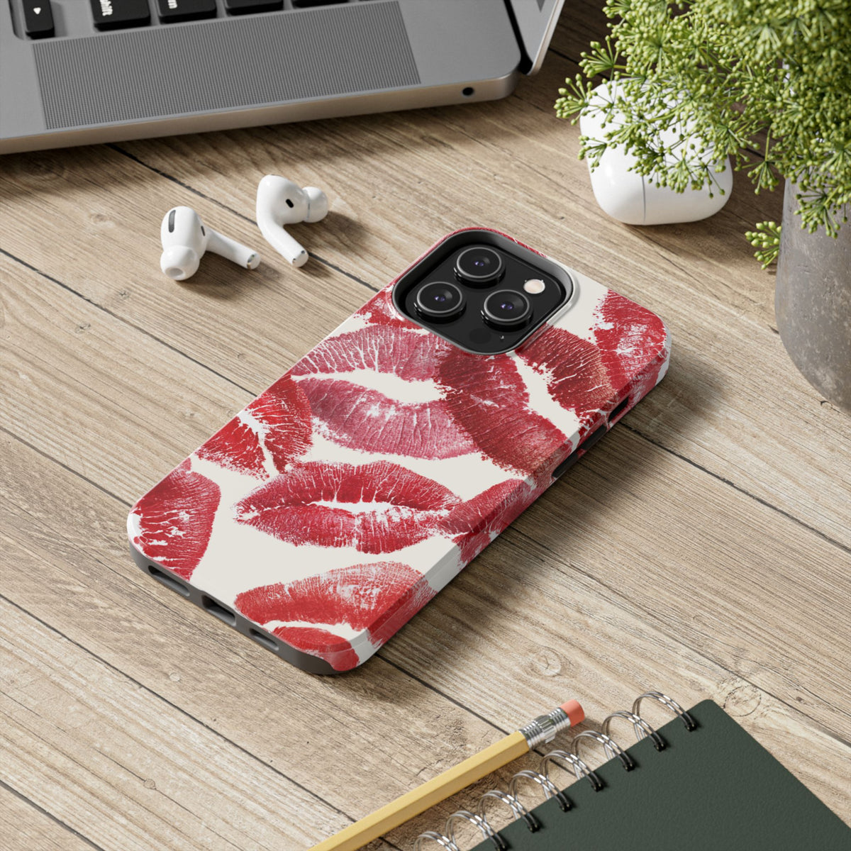 Red Lipstick Kiss Pattern Phone Case | Tough Phone Case