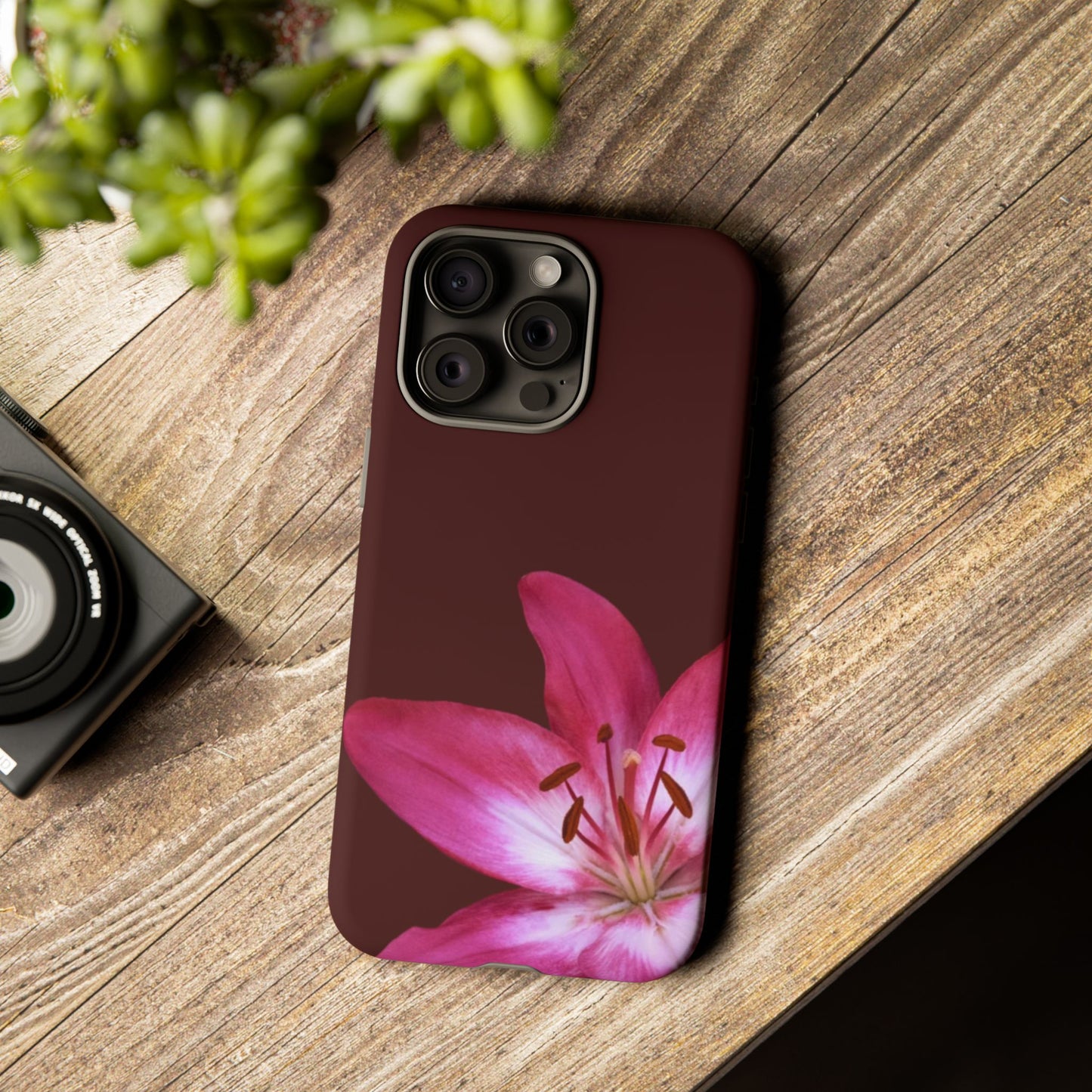 Burgundy Lily Floral – Phone Case Tough Case