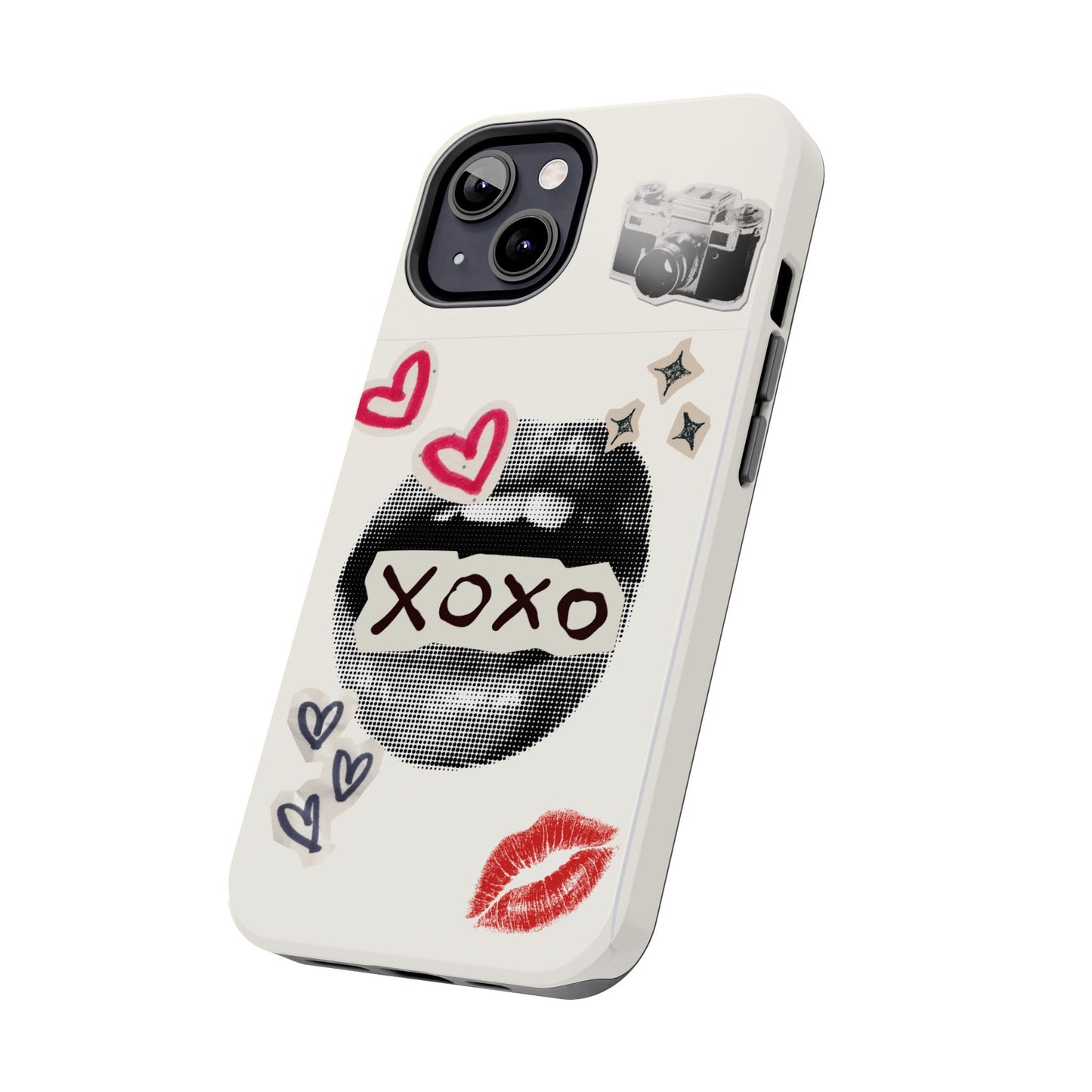 XOXO Lips Phone Case | Retro Pop Art Camera & Hearts