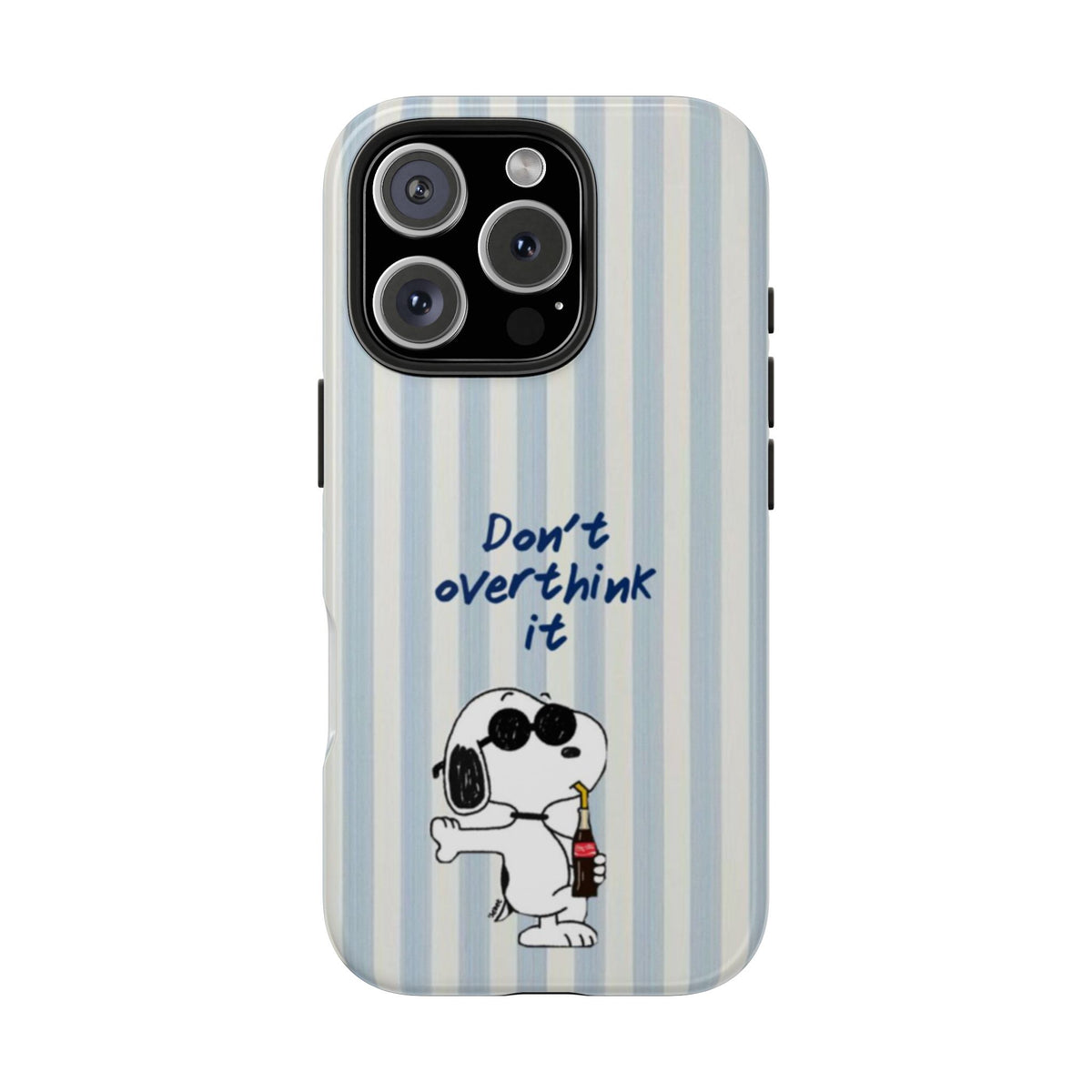 Snoopy "Don't Overthink It" Tough Phone Case — Striped Protective Cover