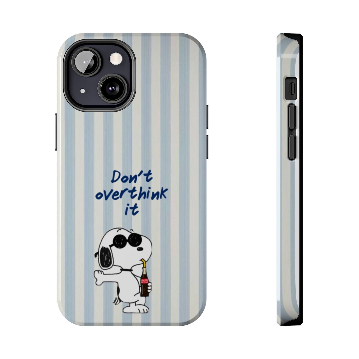 Snoopy "Don't Overthink It" Tough Phone Case — Striped Protective Cover