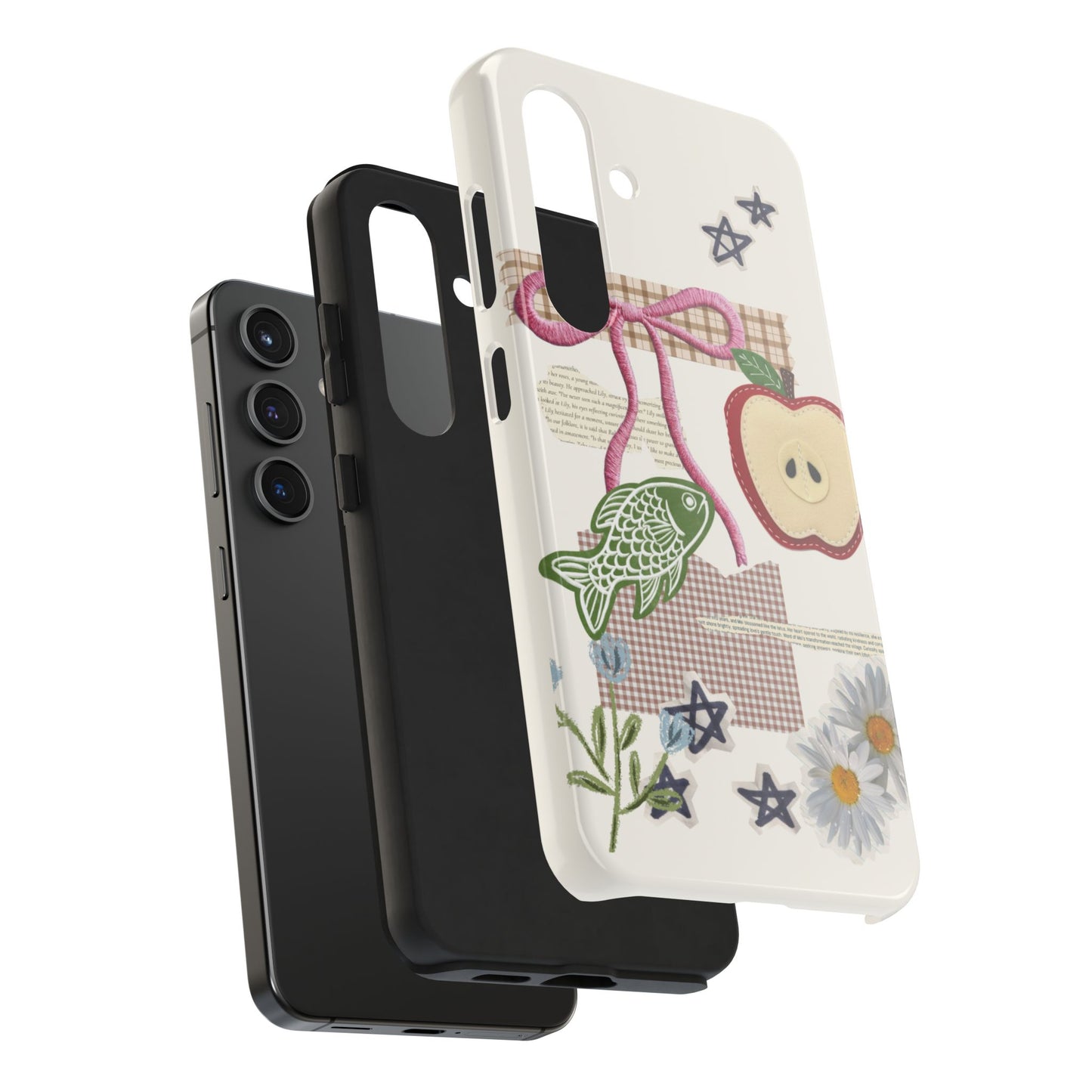 Spring Fling — Collage of Flowers Stars Fruit Fish Newspaper Cream Phone Case