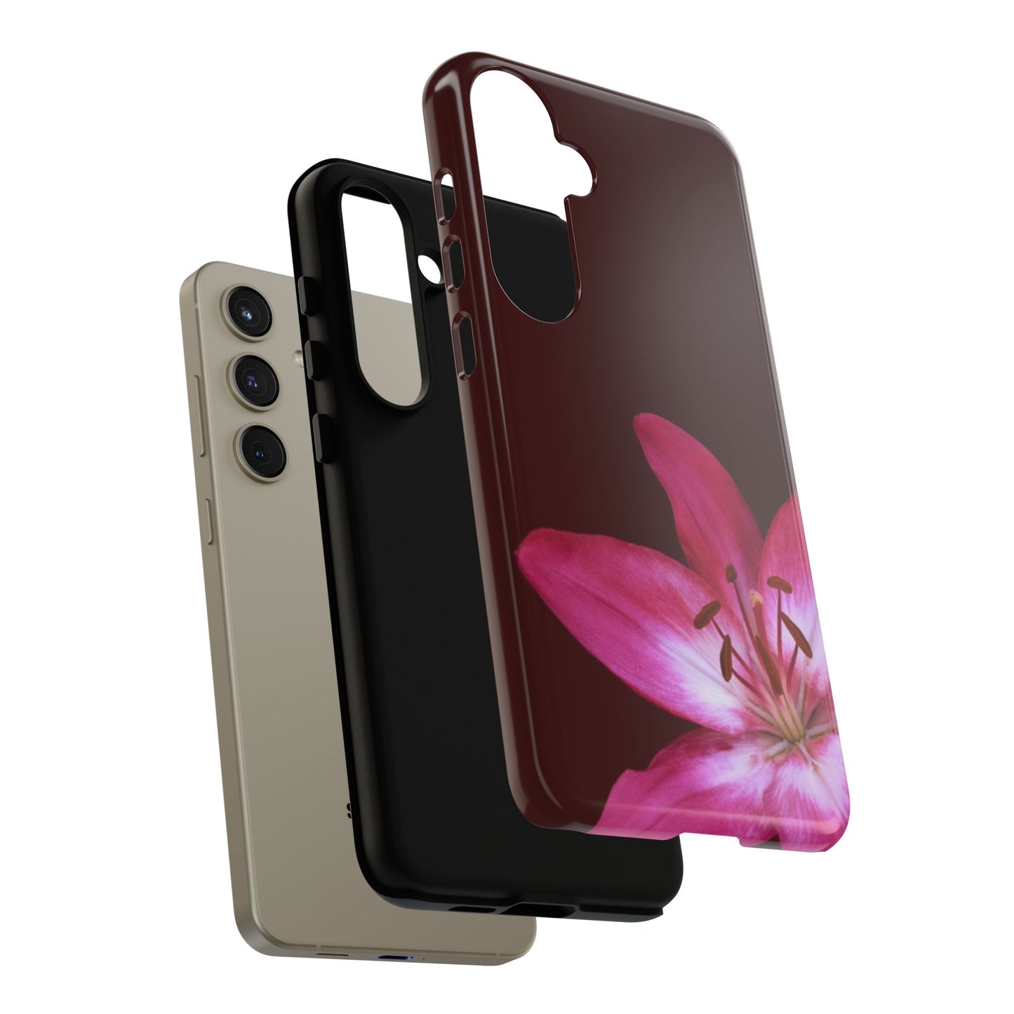Burgundy Lily Floral – Phone Case Tough Case