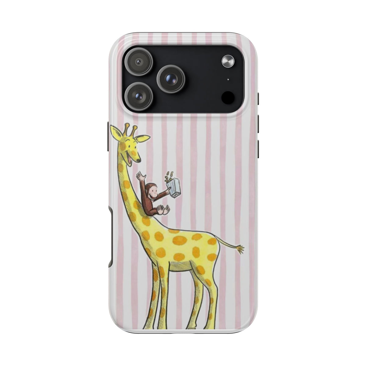 Curious George and Giraffe — Giraffe & Monkey Phone Case Cute Pink Striped Tough Case