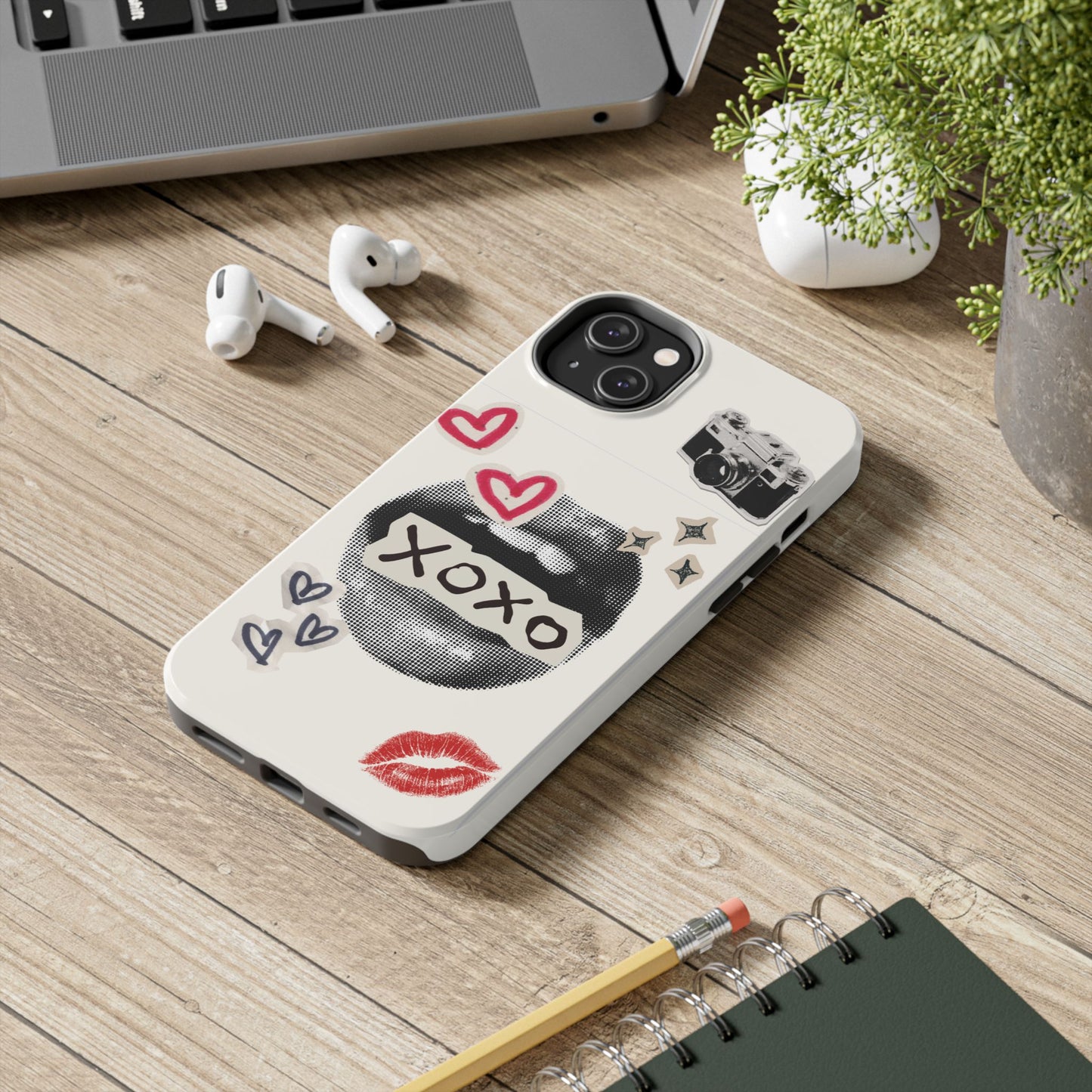 XOXO Lips Phone Case | Retro Pop Art Camera & Hearts