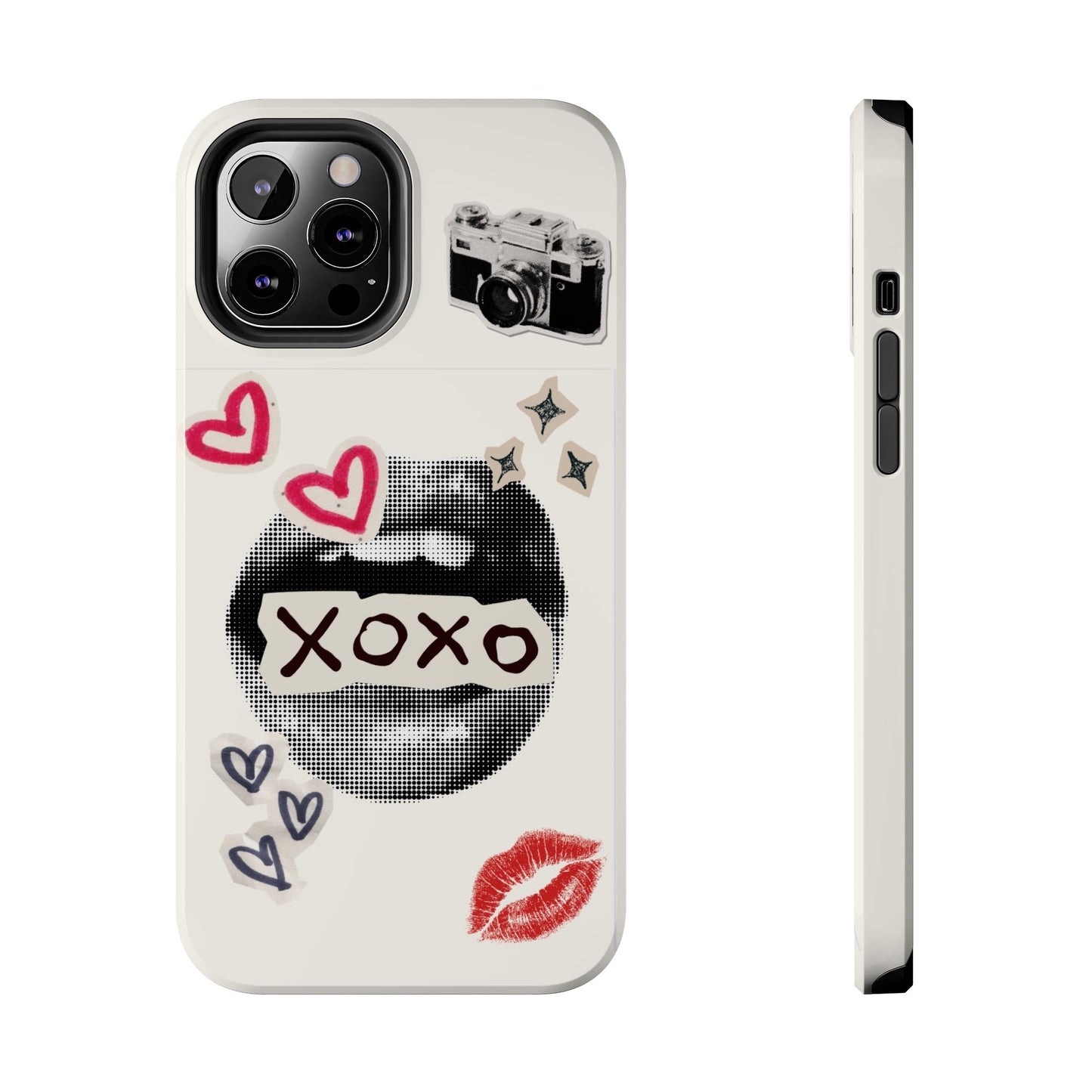 XOXO Lips Phone Case | Retro Pop Art Camera & Hearts
