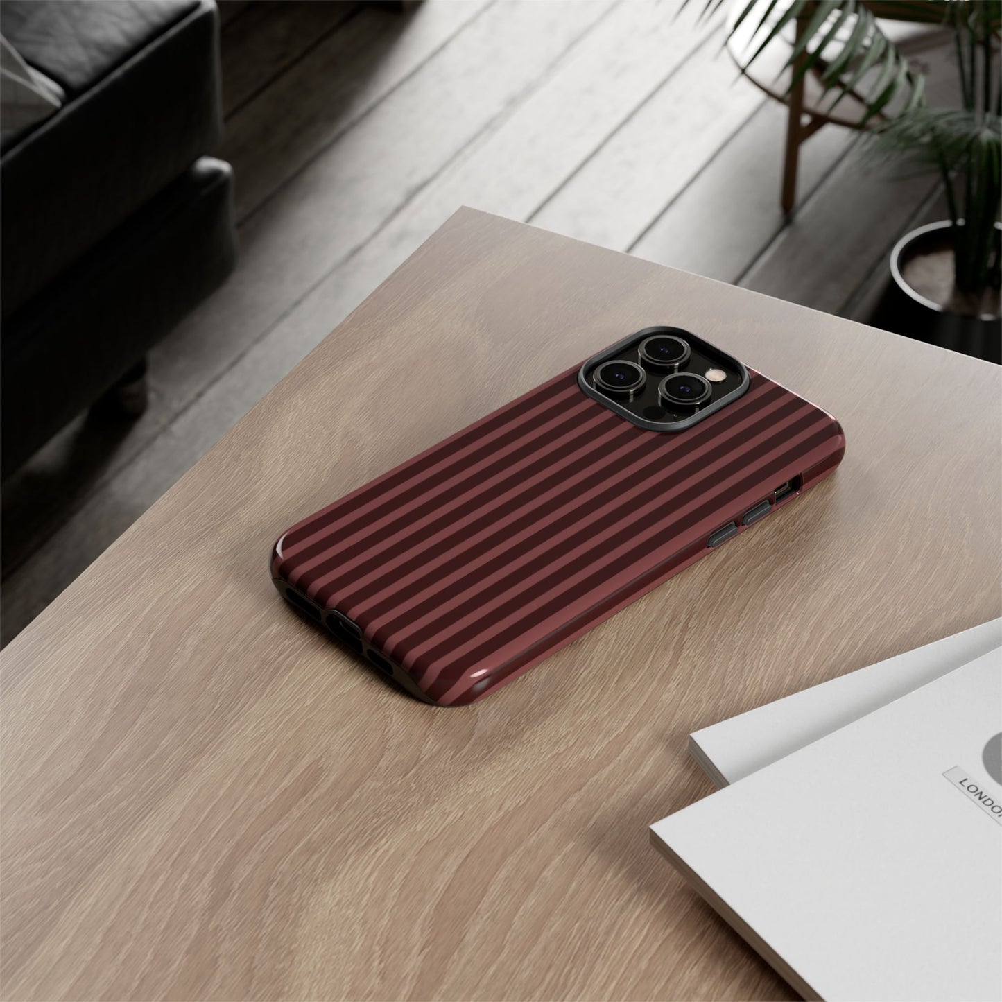 Striped Double Burgundy  — Tough Phone Case