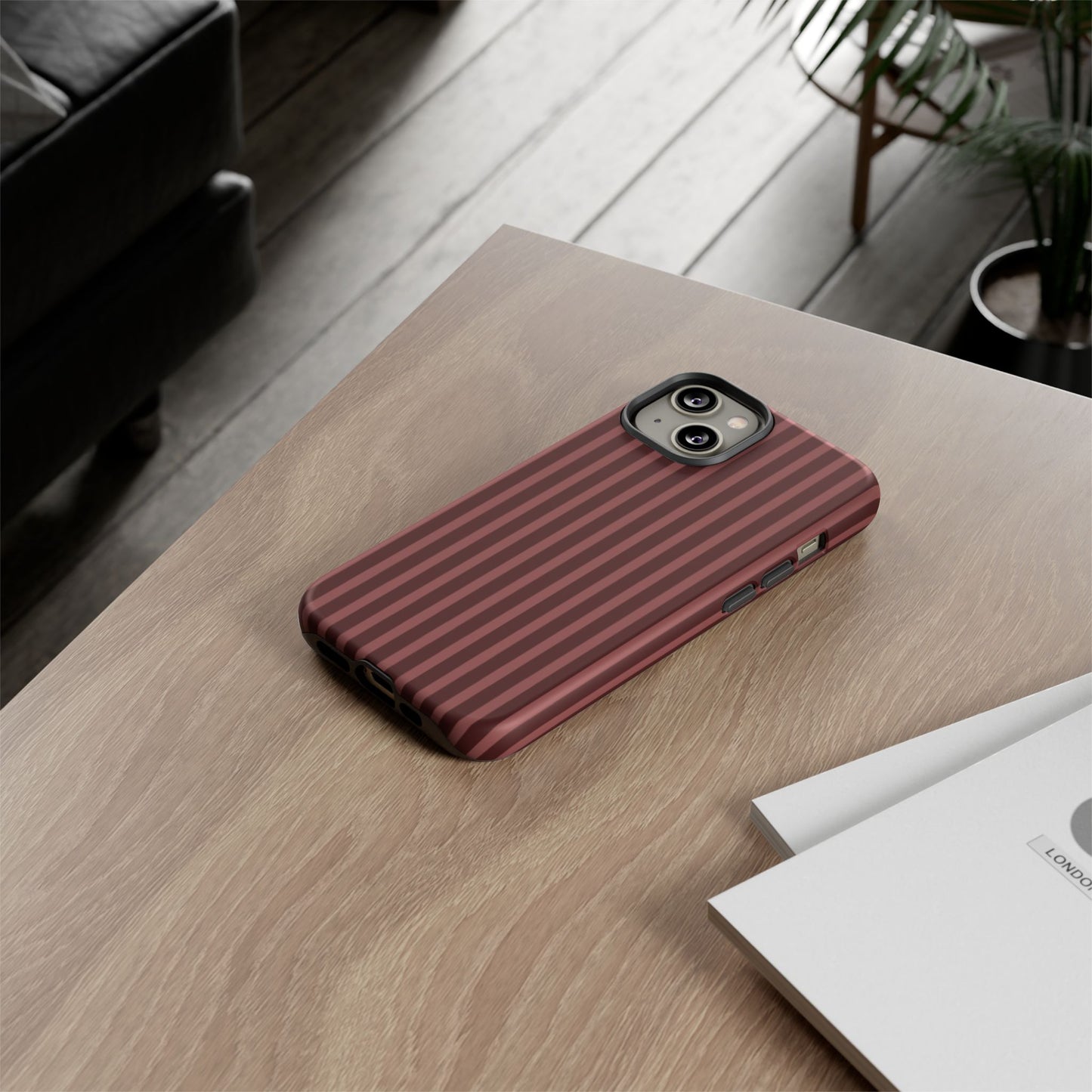 Striped Double Burgundy  — Tough Phone Case