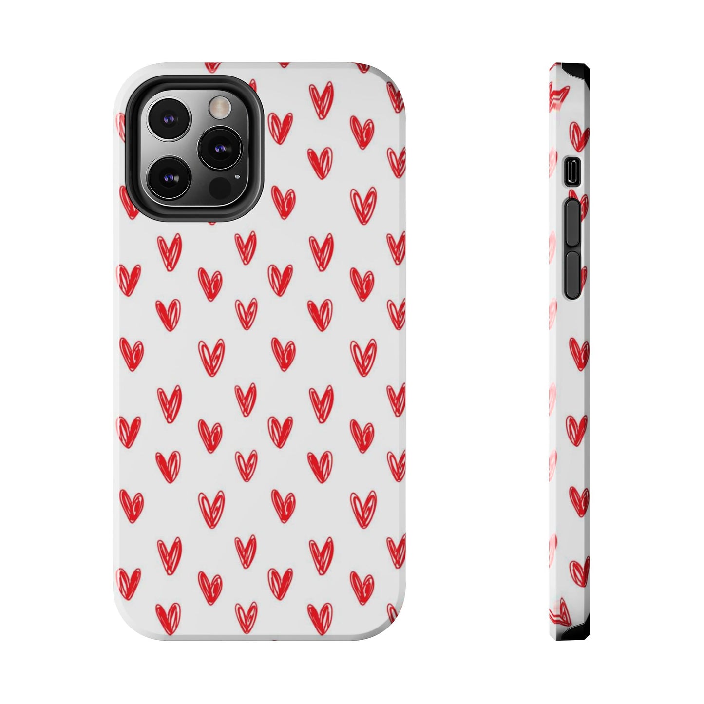 Love Notes | Red Hand-Drawn Hearts Phone Case Tough Phone Case