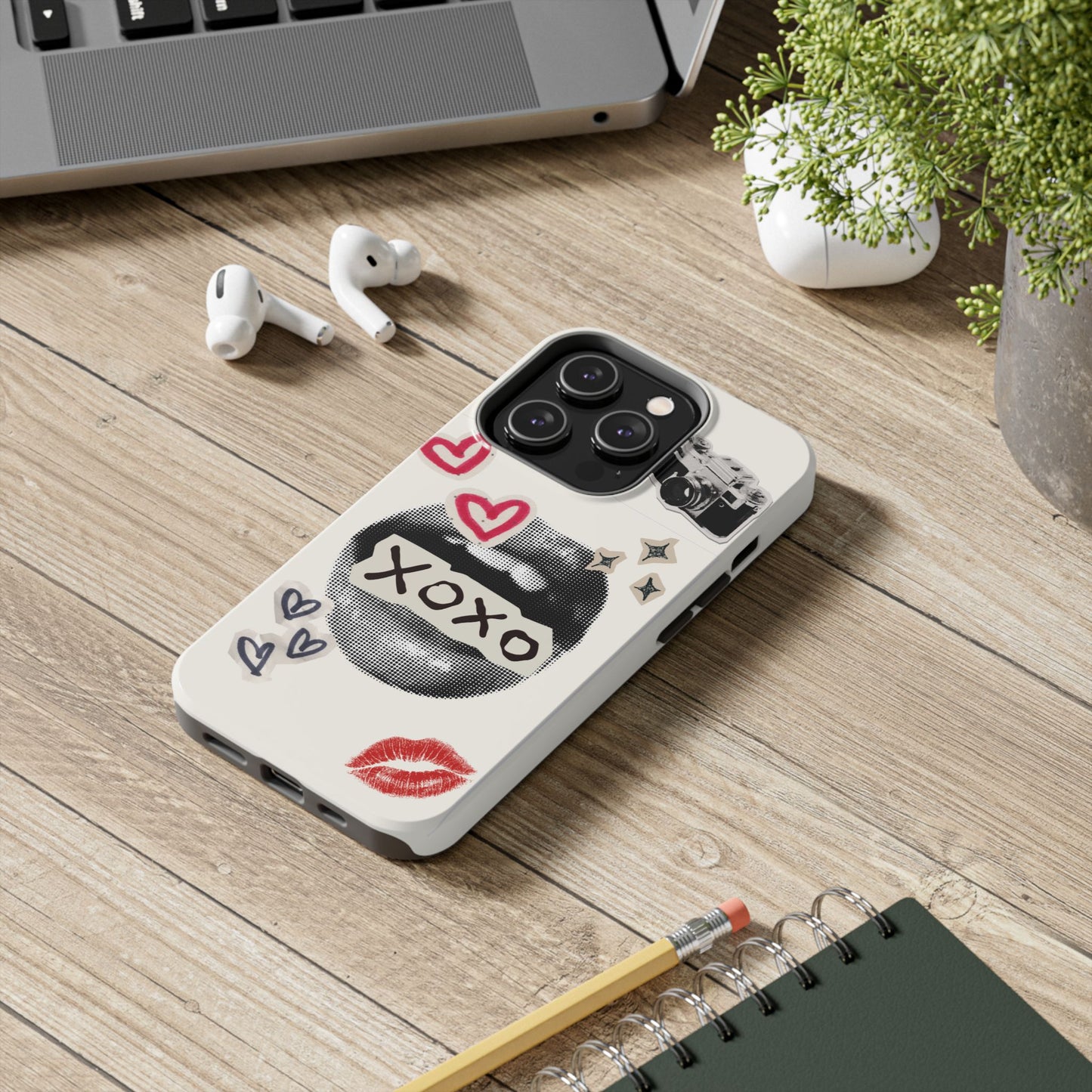 XOXO Lips Phone Case | Retro Pop Art Camera & Hearts