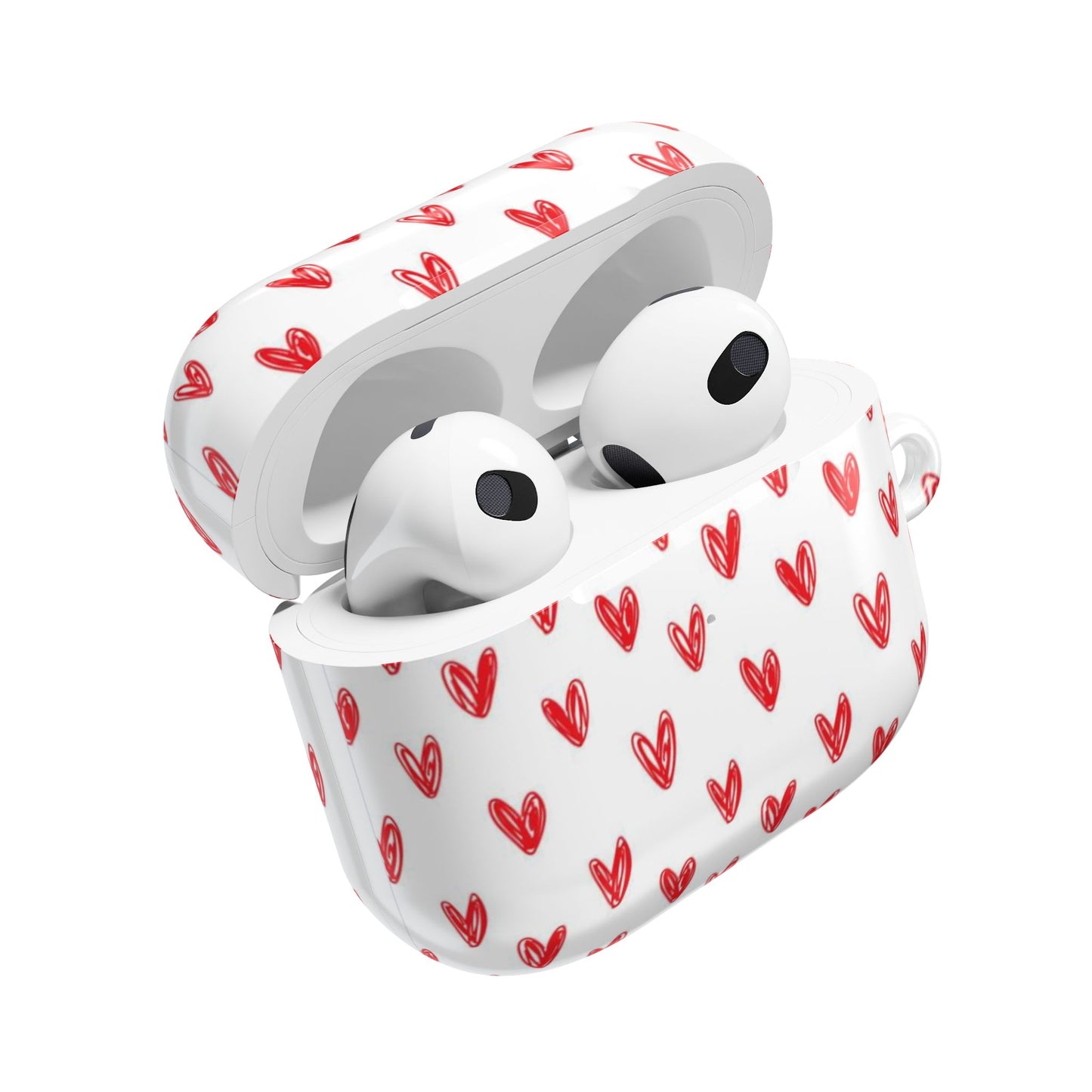 Handdrawn Red Hearts AirPod Case | Cute Heart Pattern AirPods Cover