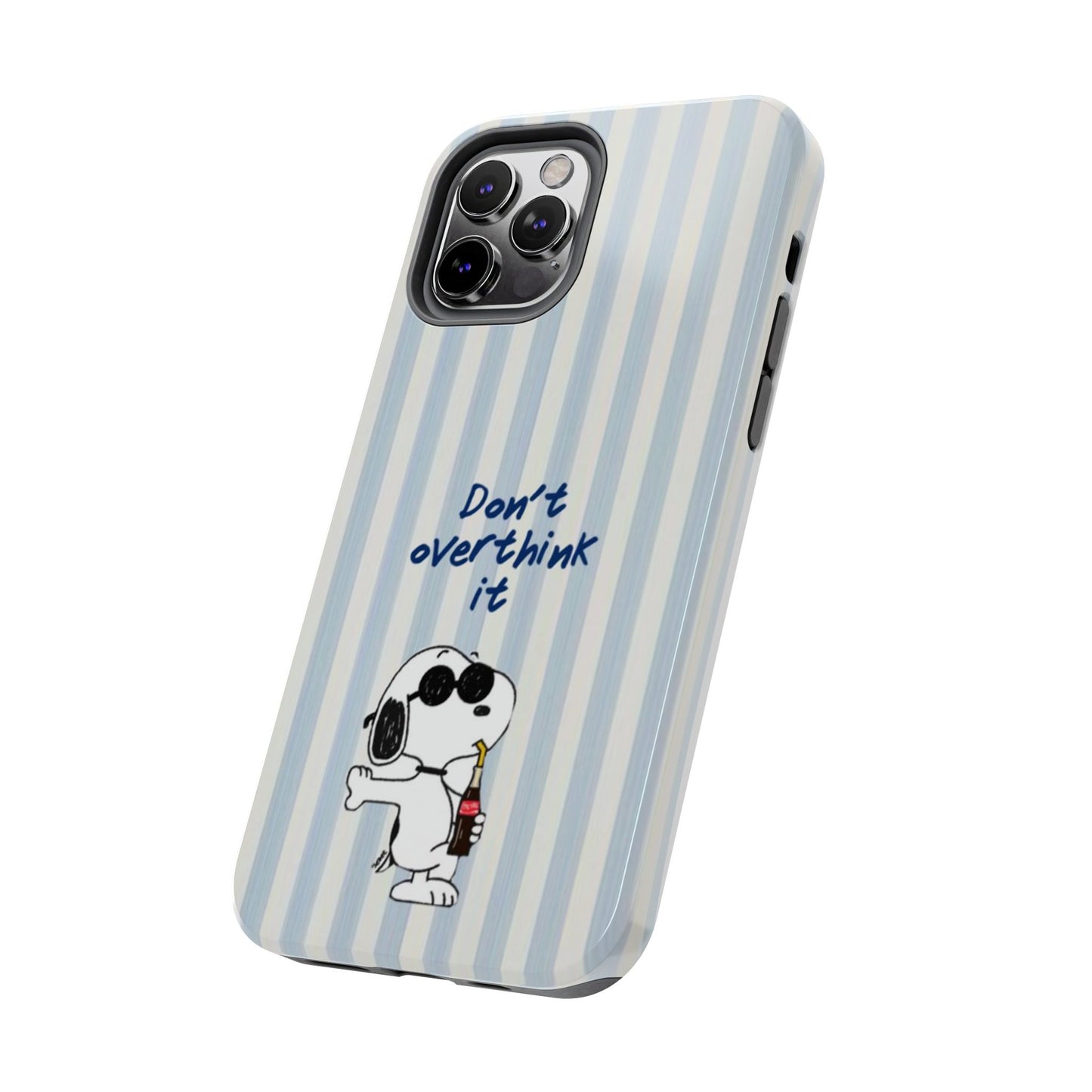 Snoopy "Don't Overthink It" Tough Phone Case — Striped Protective Cover