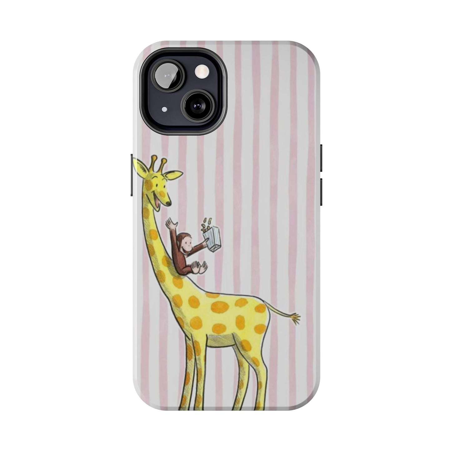 Curious George and Giraffe — Giraffe & Monkey Phone Case Cute Pink Striped Tough Case