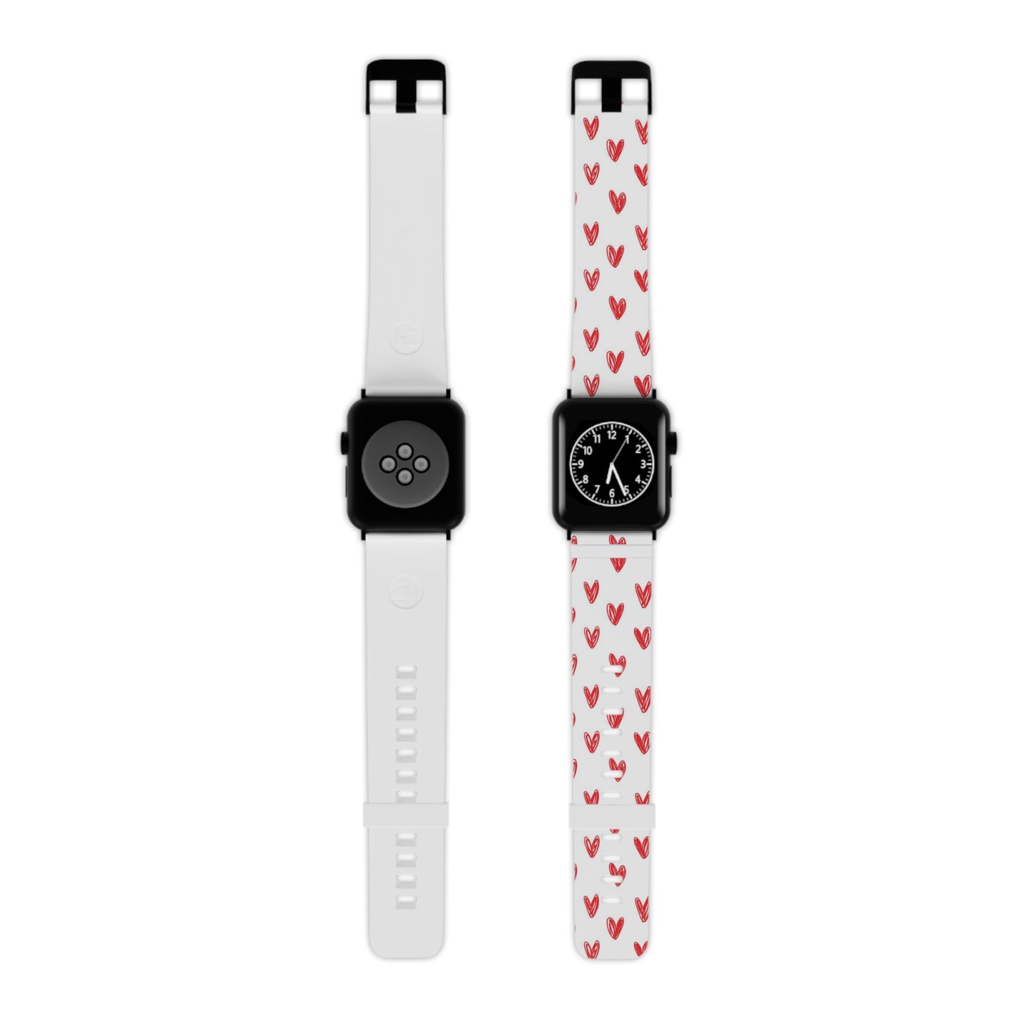 Left On Red — Apple Watch Band Red Hand-Drawn Hearts Pattern