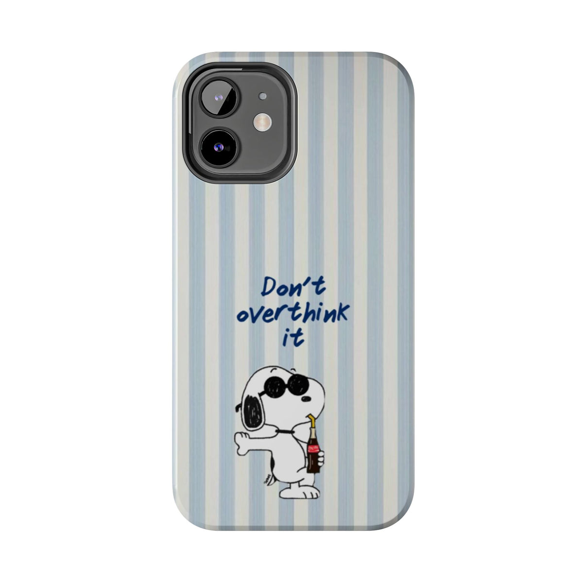 Snoopy "Don't Overthink It" Tough Phone Case — Striped Protective Cover