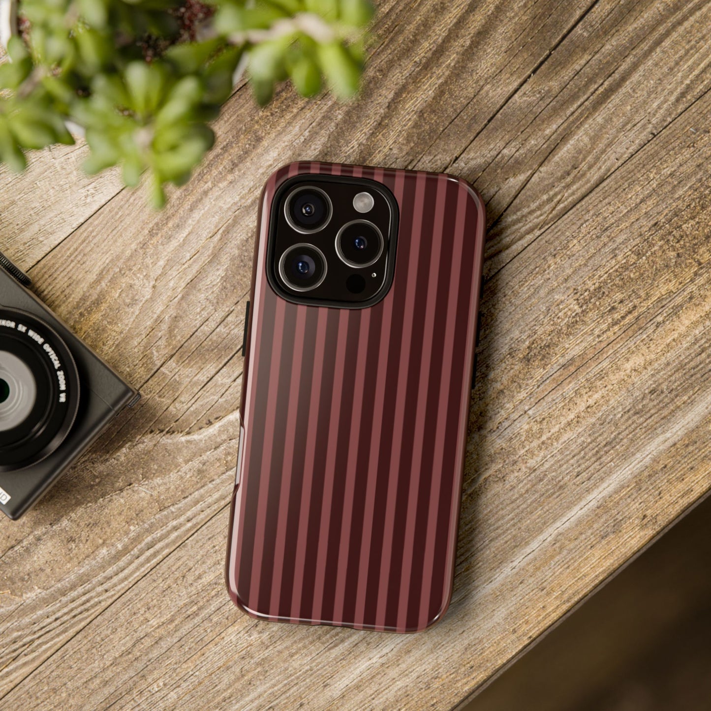 Striped Double Burgundy  — Tough Phone Case