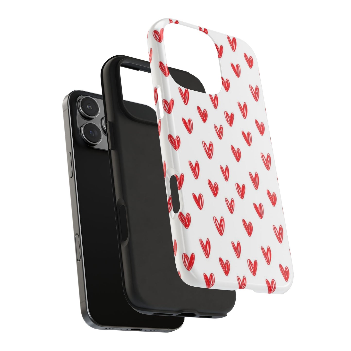 Love Notes | Red Hand-Drawn Hearts Phone Case Tough Phone Case