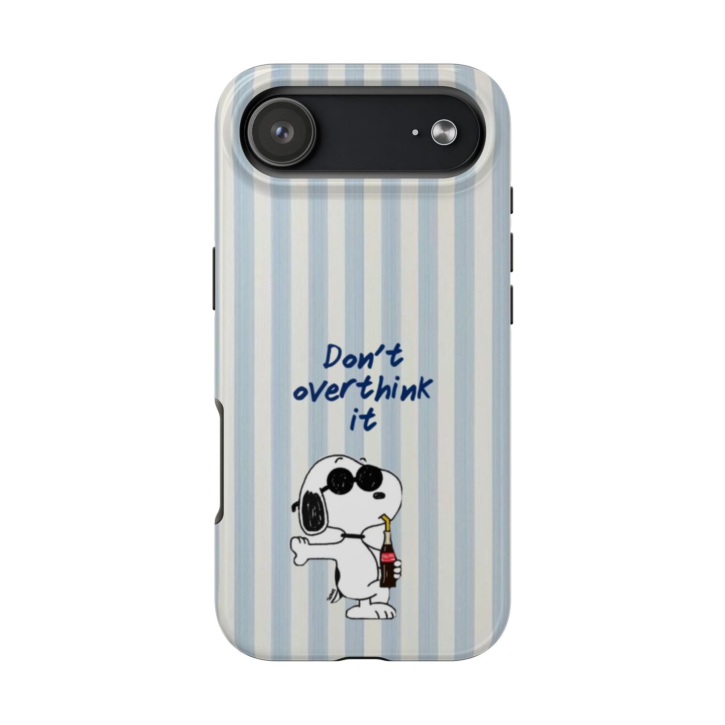 Snoopy "Don't Overthink It" Tough Phone Case — Striped Protective Cover
