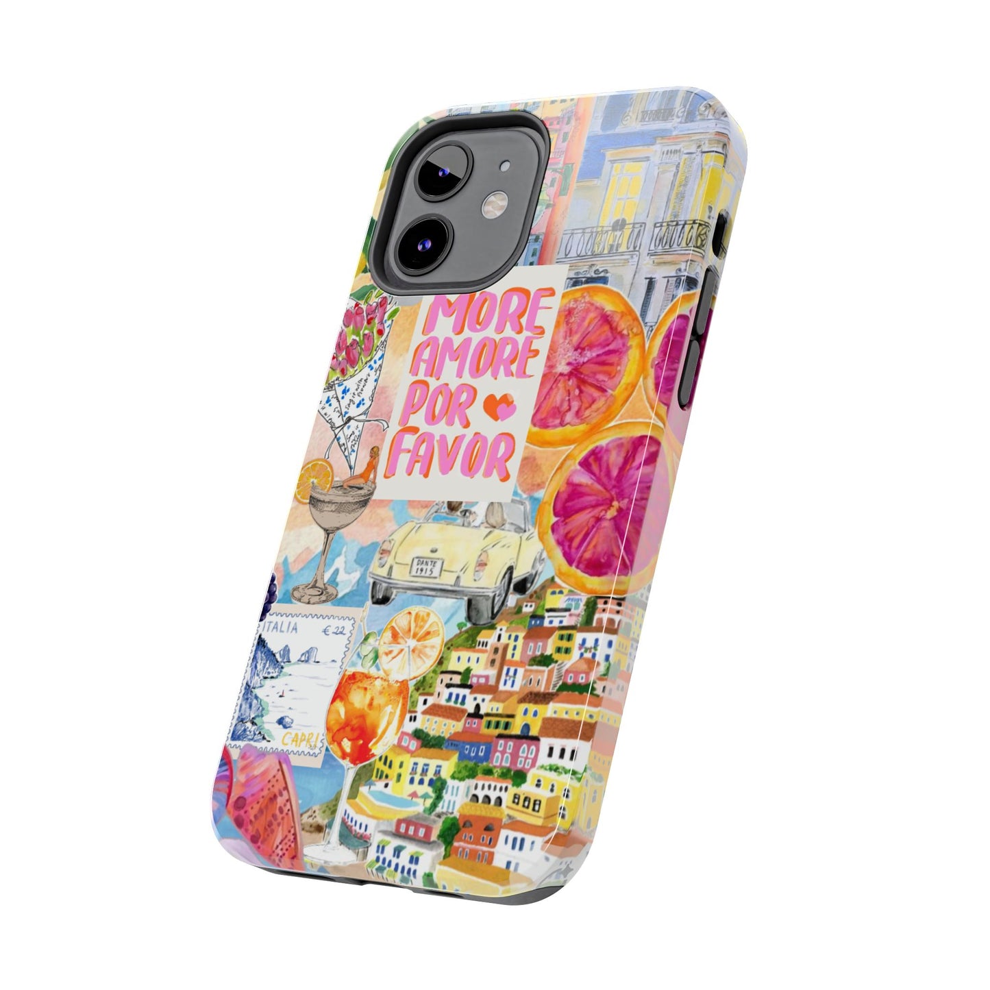 European Summers – Tough Phone Case  Tropical Watercolor Citrus & Seashell Design