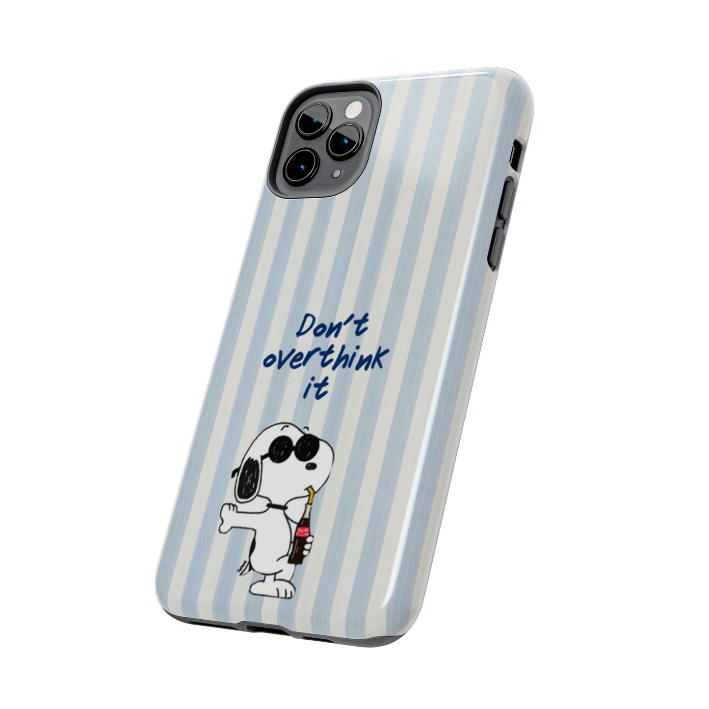 Snoopy "Don't Overthink It" Tough Phone Case — Striped Protective Cover