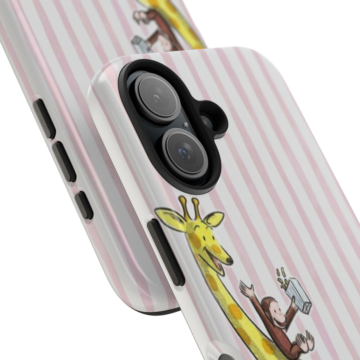 Curious George and Giraffe — Giraffe & Monkey Phone Case Cute Pink Striped Tough Case