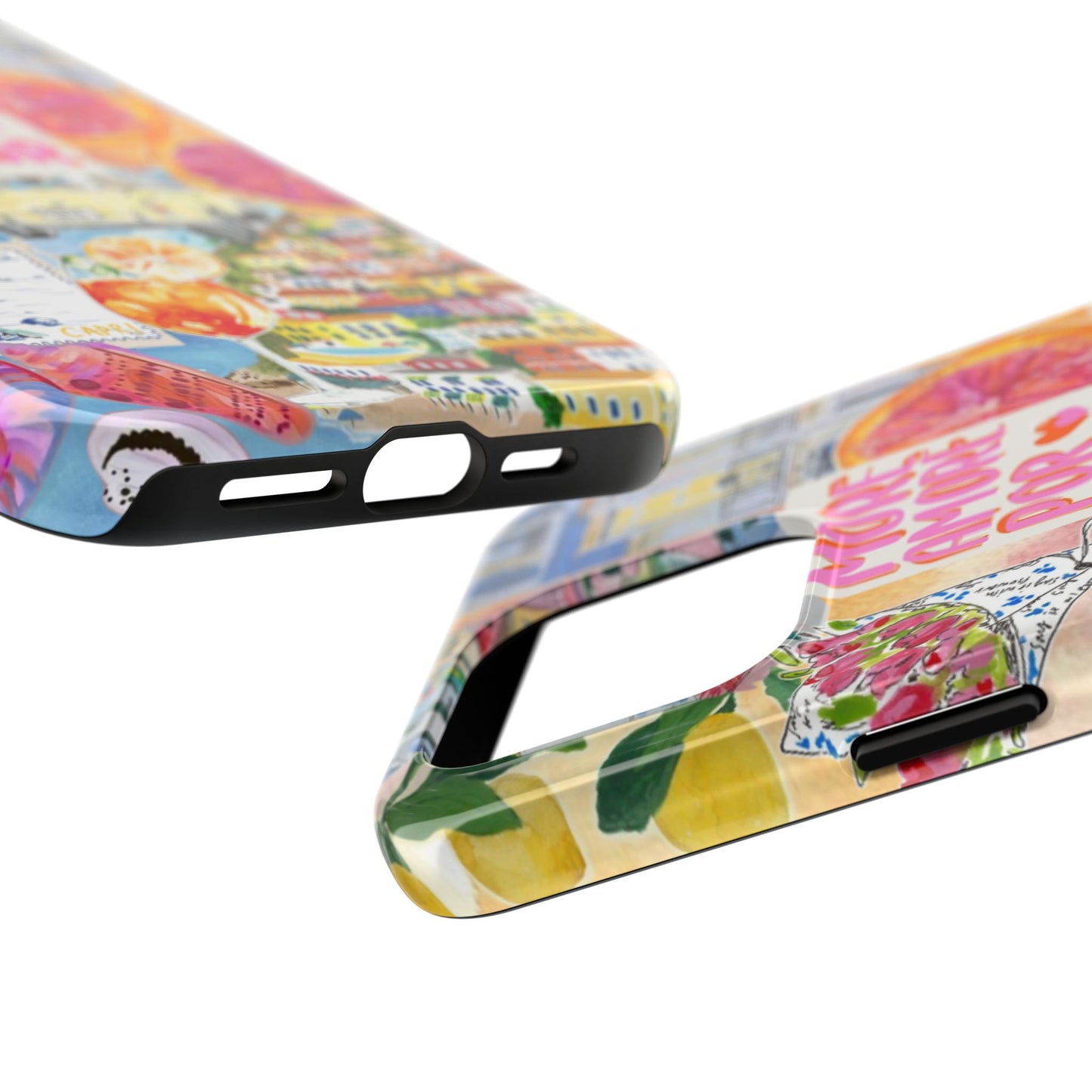 European Summers – Tough Phone Case  Tropical Watercolor Citrus & Seashell Design
