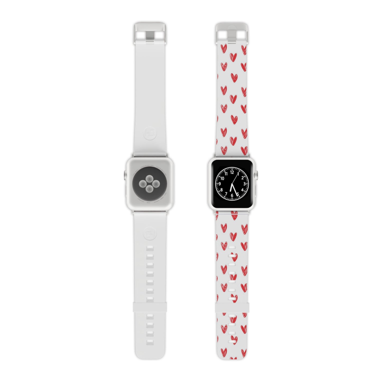 Left On Red — Apple Watch Band Red Hand-Drawn Hearts Pattern