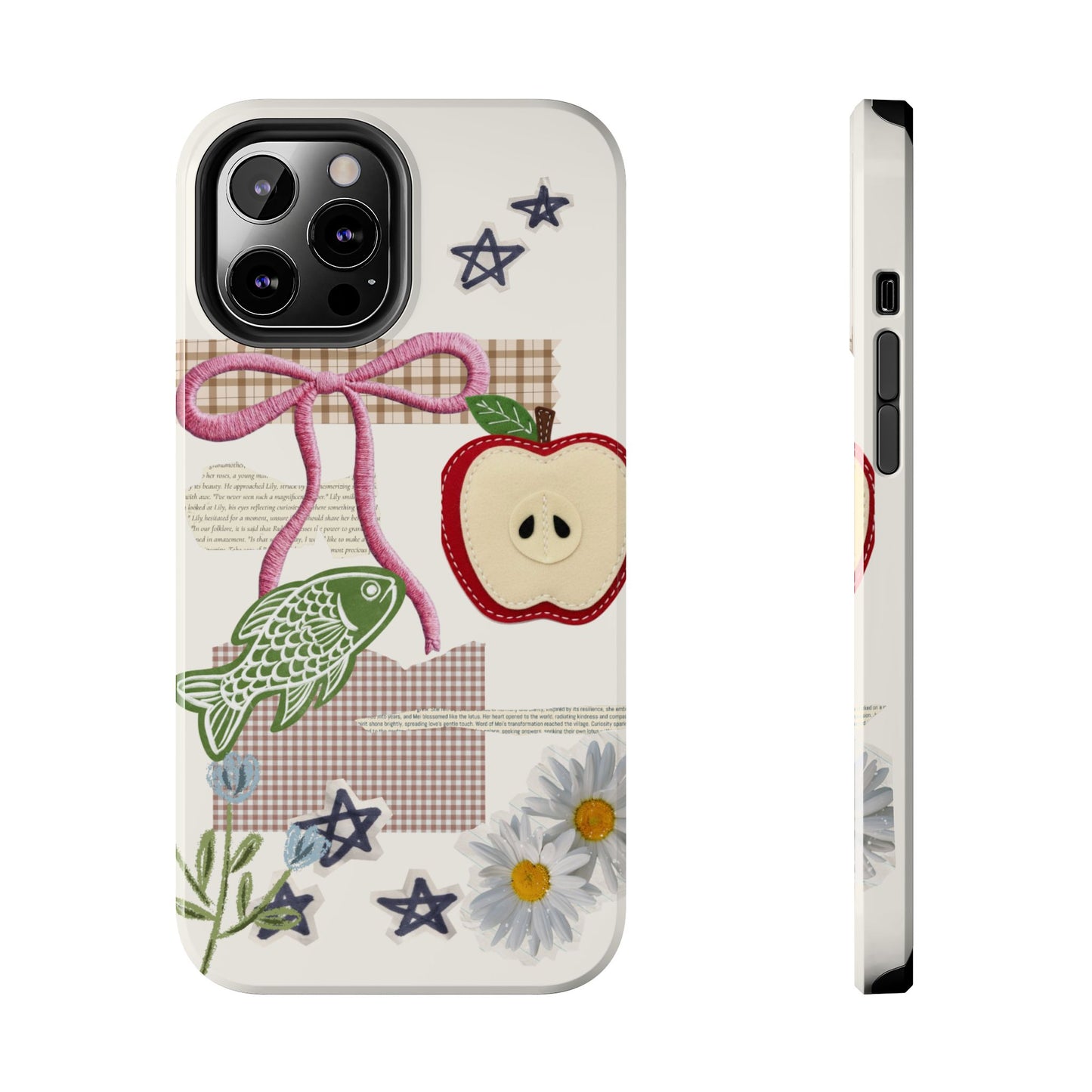 Spring Fling — Collage of Flowers Stars Fruit Fish Newspaper Cream Phone Case