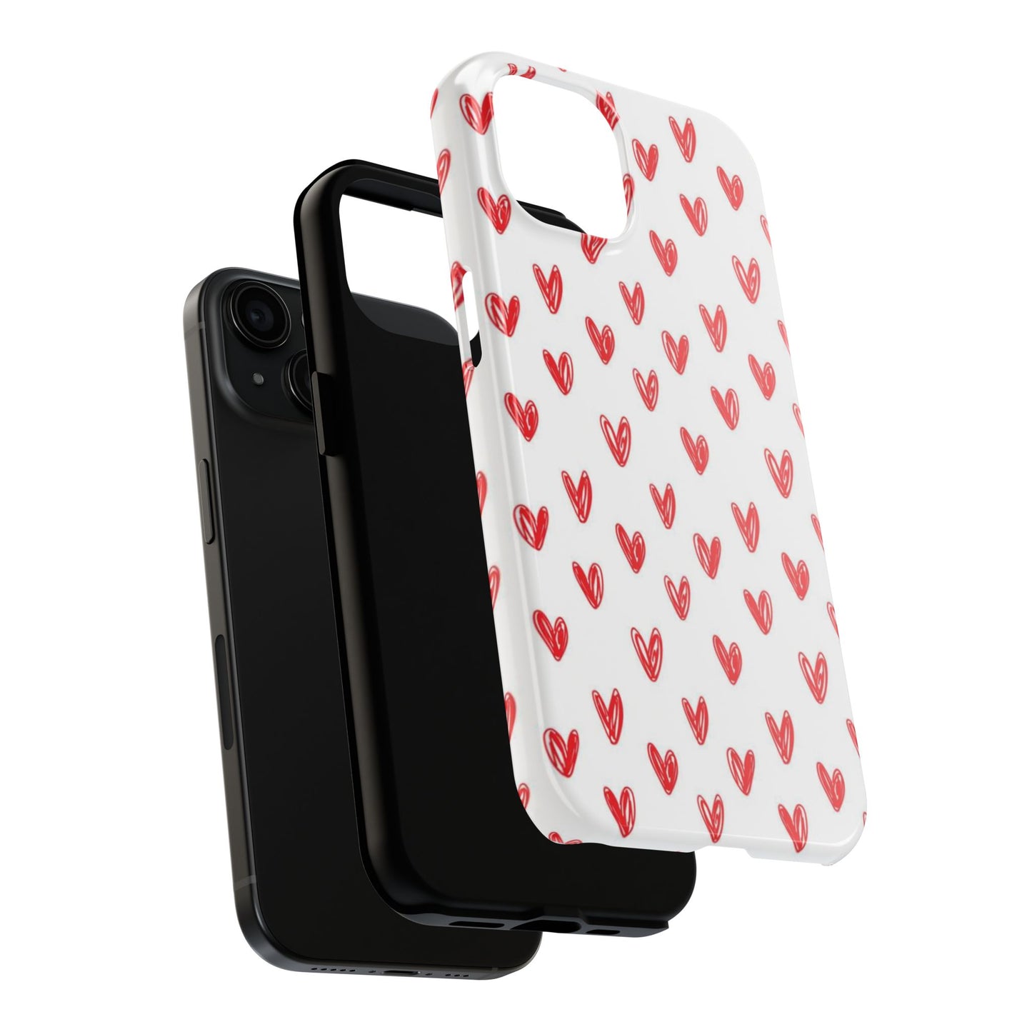 Love Notes | Red Hand-Drawn Hearts Phone Case Tough Phone Case