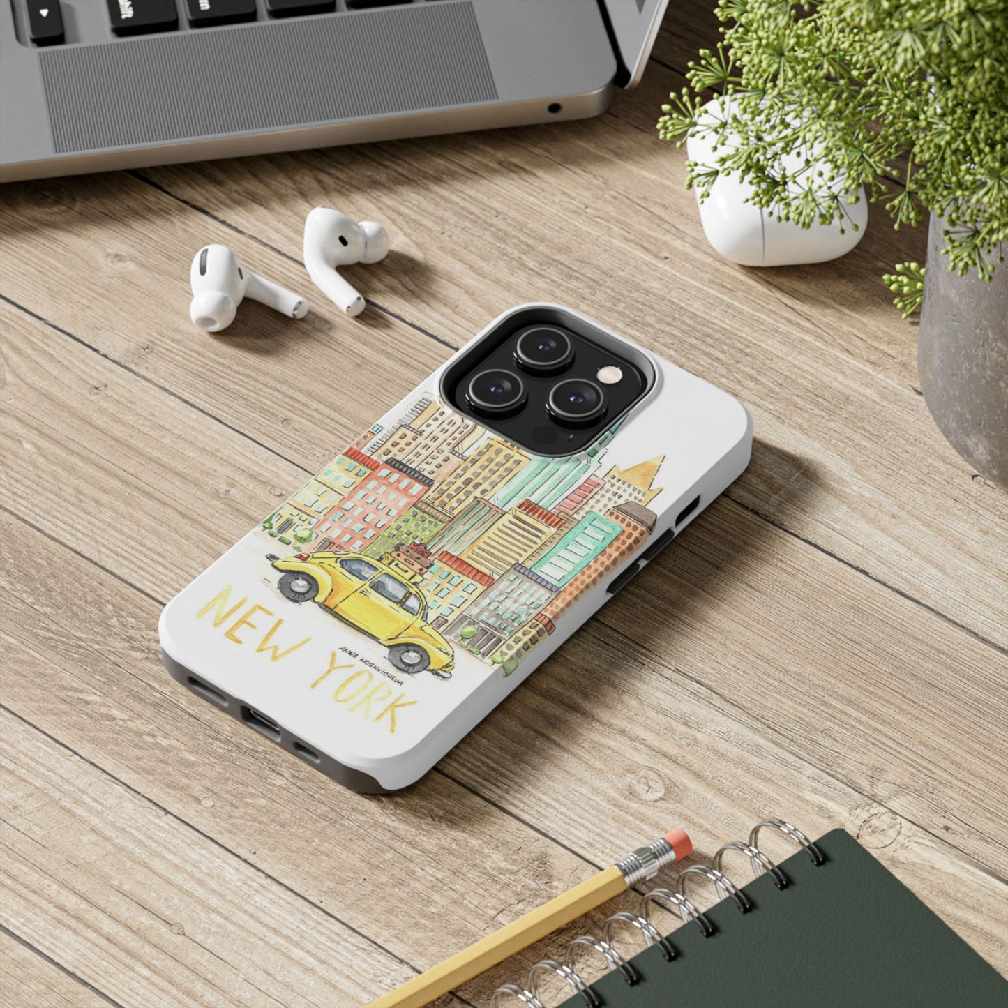 New York – New York Watercolor Skyline Tough Phone Case