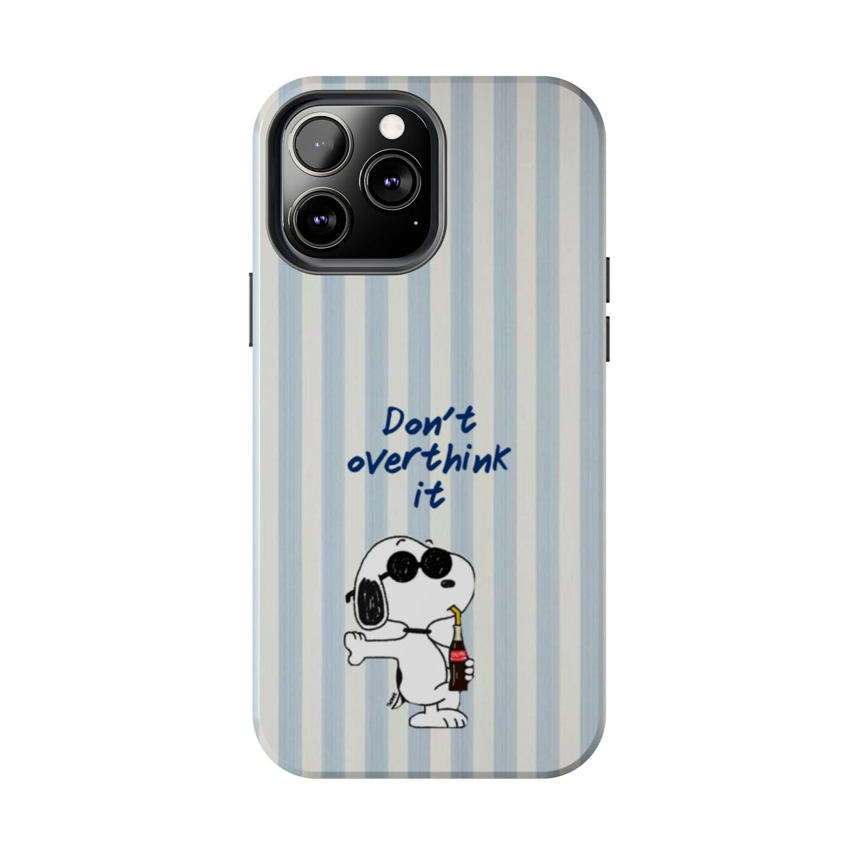 Snoopy "Don't Overthink It" Tough Phone Case — Striped Protective Cover