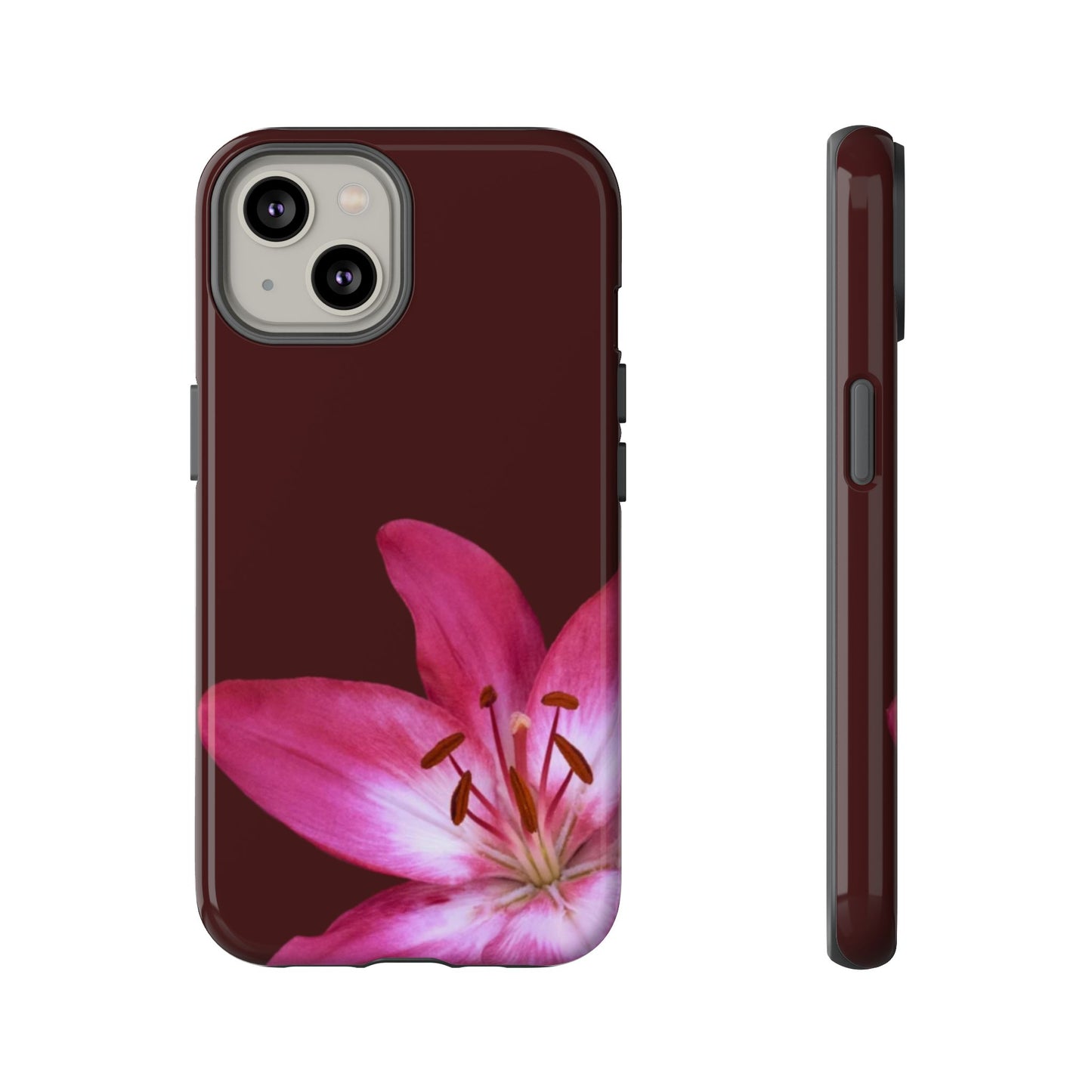 Burgundy Lily Floral – Phone Case Tough Case