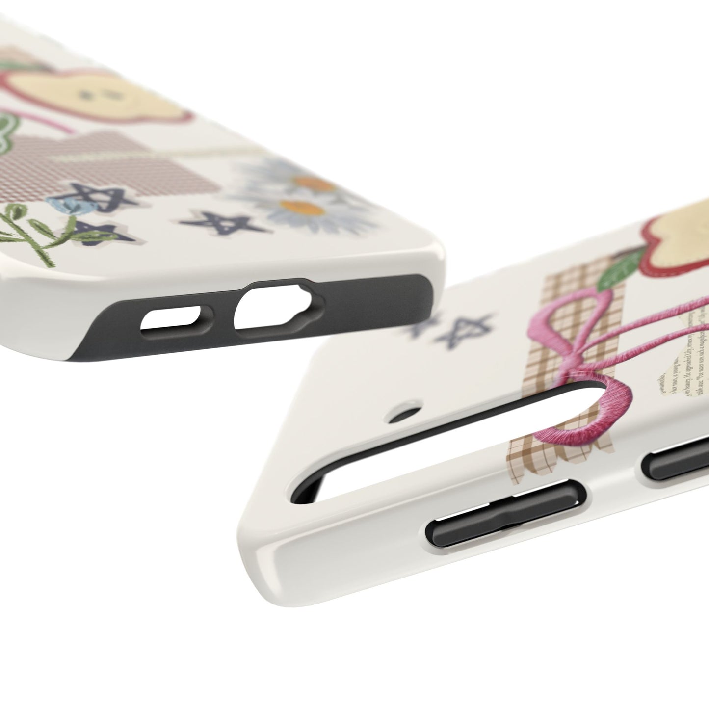 Spring Fling — Collage of Flowers Stars Fruit Fish Newspaper Cream Phone Case