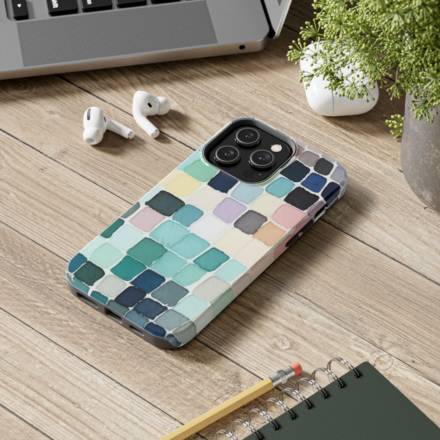 Watercolor —  Abstract Mosaic Tough Phone Case Pastel Tile Protective Cover