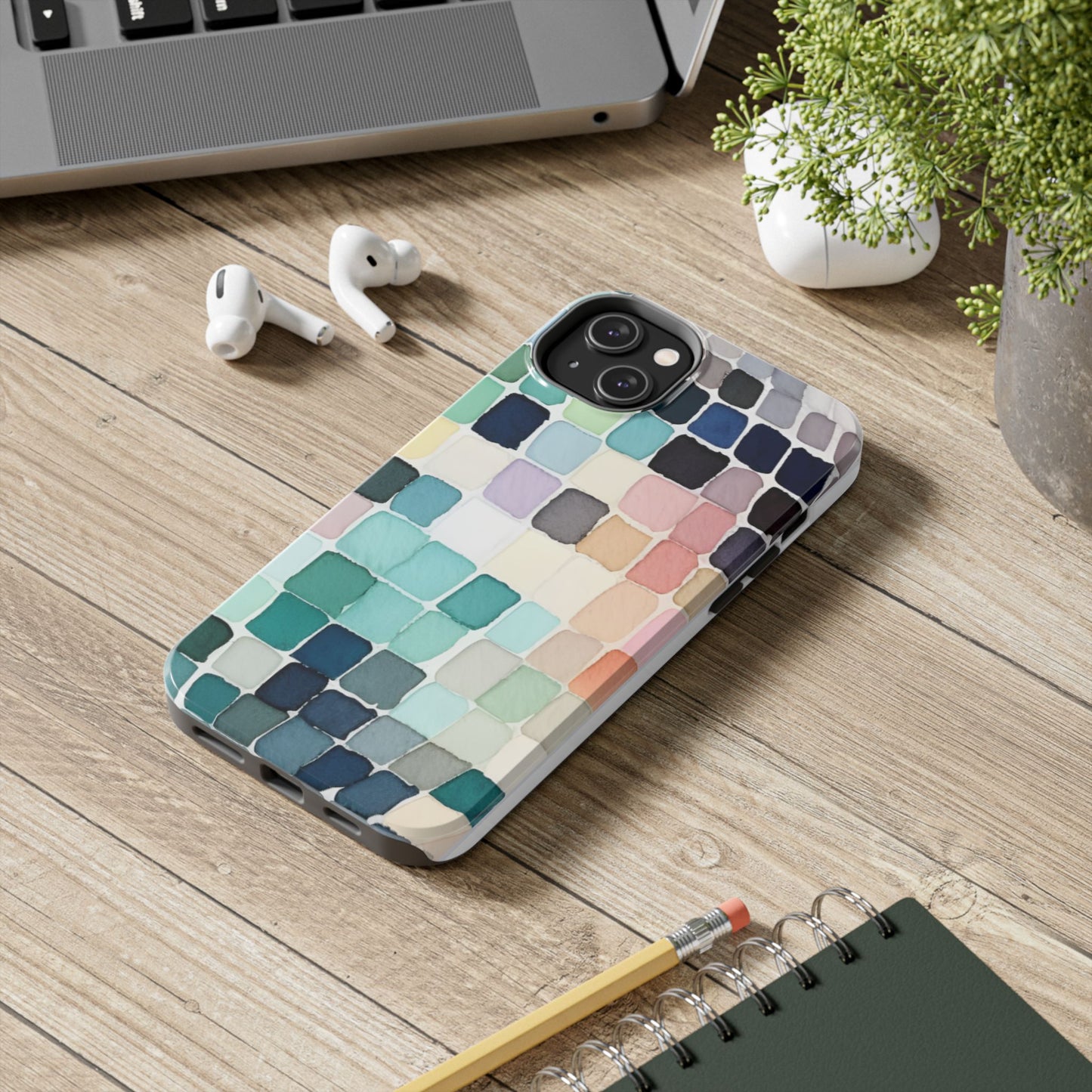 Watercolor —  Abstract Mosaic Tough Phone Case Pastel Tile Protective Cover