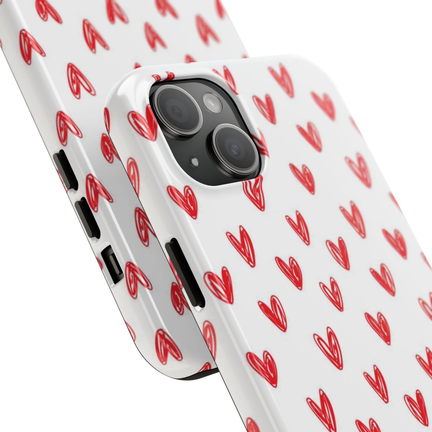 Love Notes | Red Hand-Drawn Hearts Phone Case Tough Phone Case