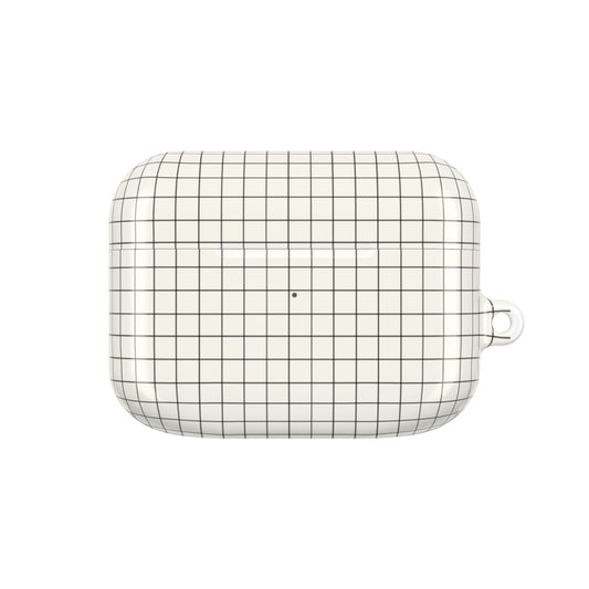 Minimal Grid Pattern AirPod Case | Black Checkered Design