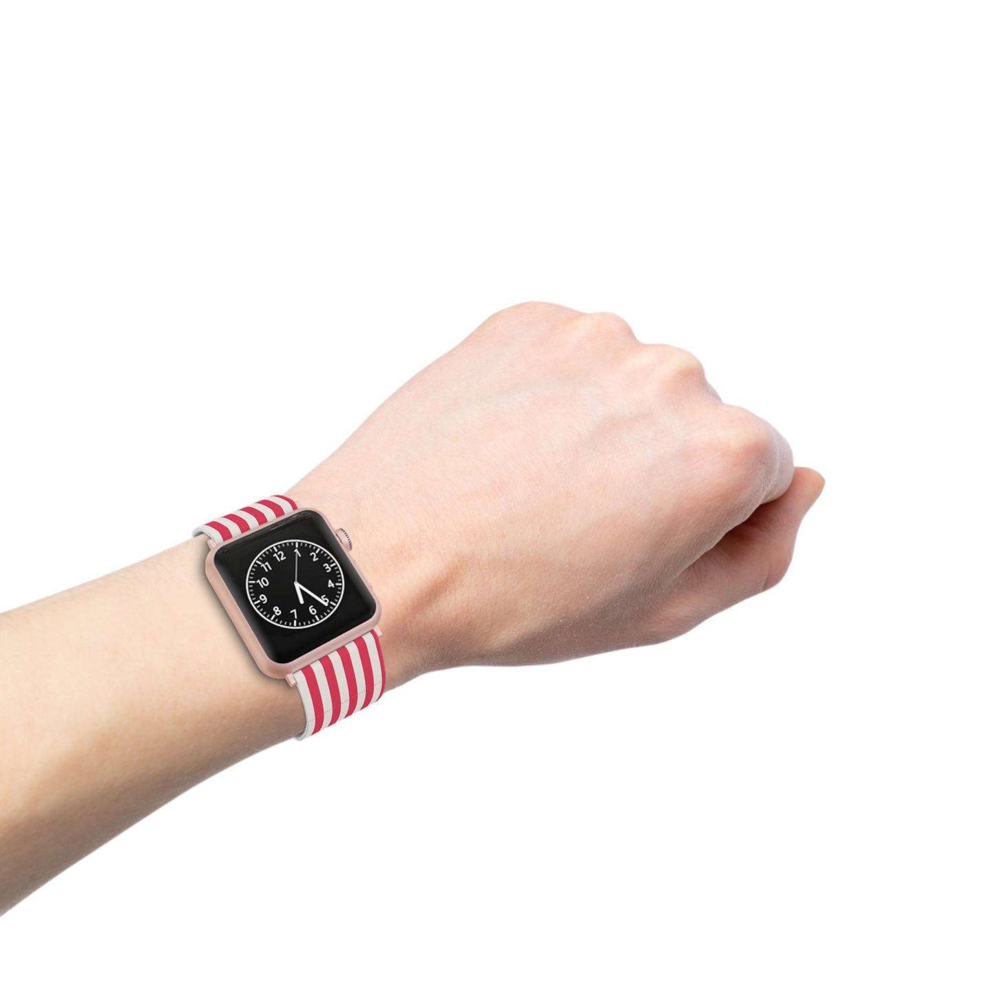 Striped Red & White Apple Watch Band —