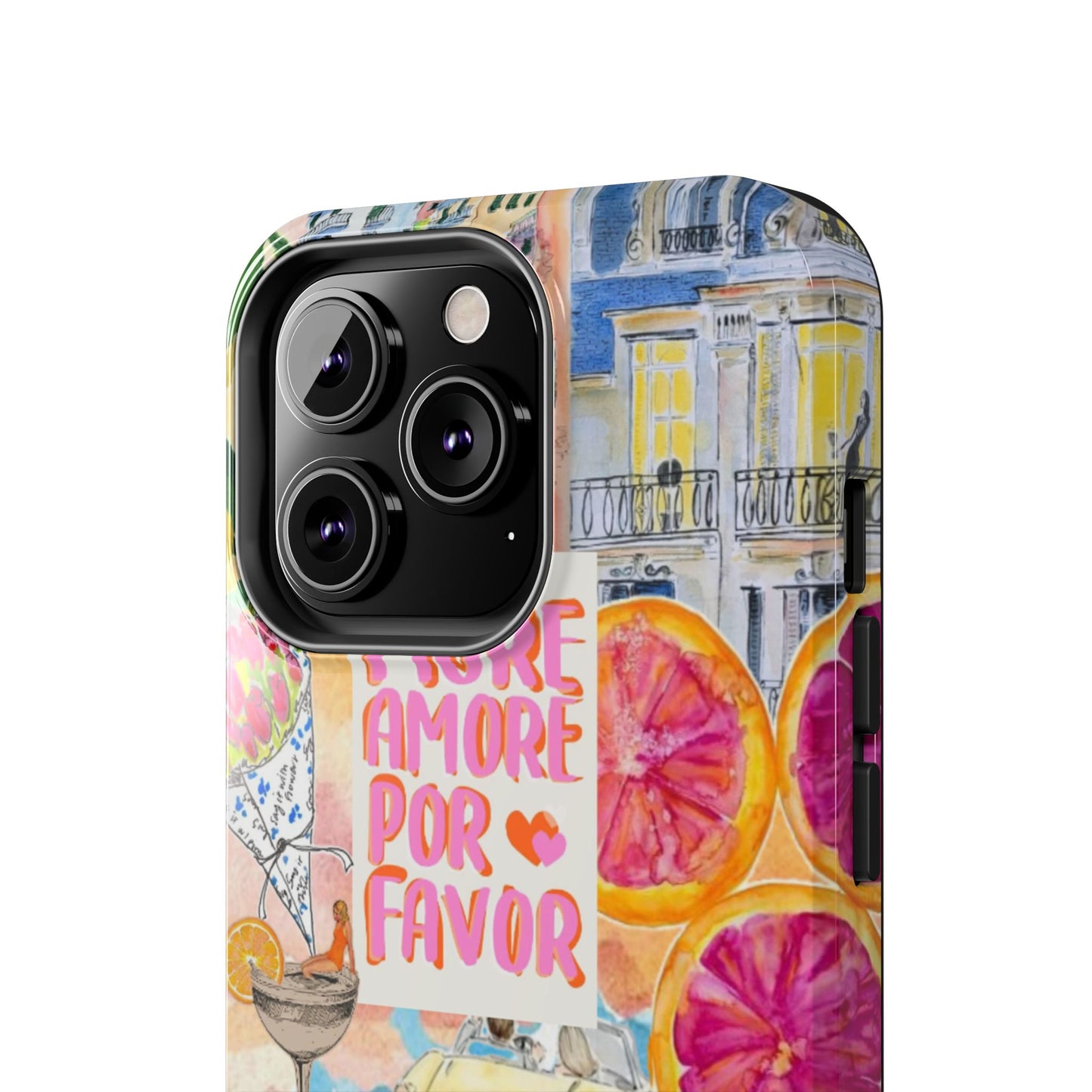 European Summers – Tough Phone Case  Tropical Watercolor Citrus & Seashell Design
