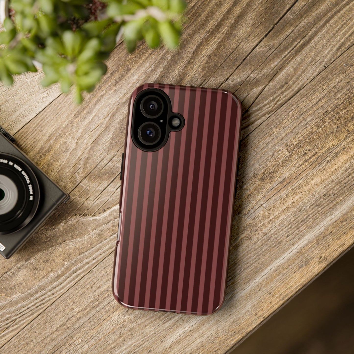 Striped Double Burgundy  — Tough Phone Case